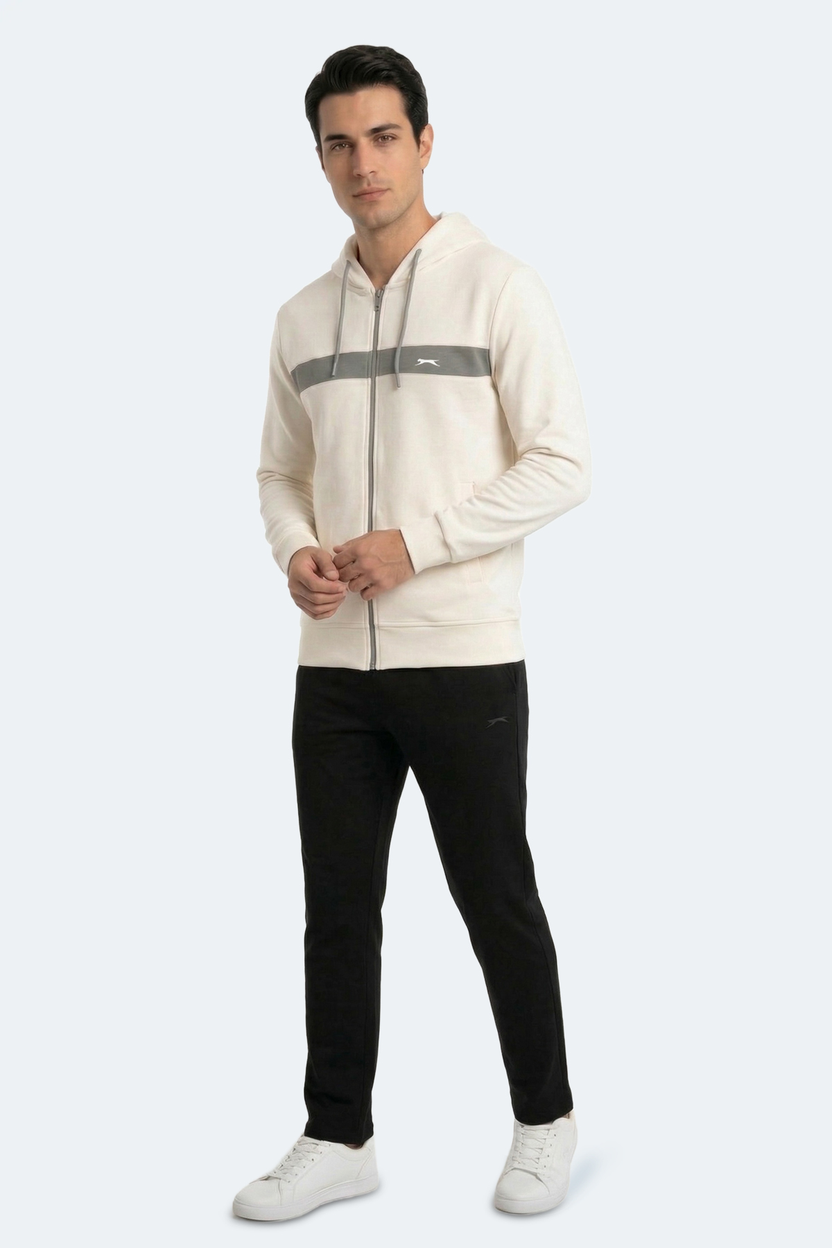 SLAZENGER KRALON I Erkek Kapüşonlu Cepli Ekru Sweatshırt görsel 8