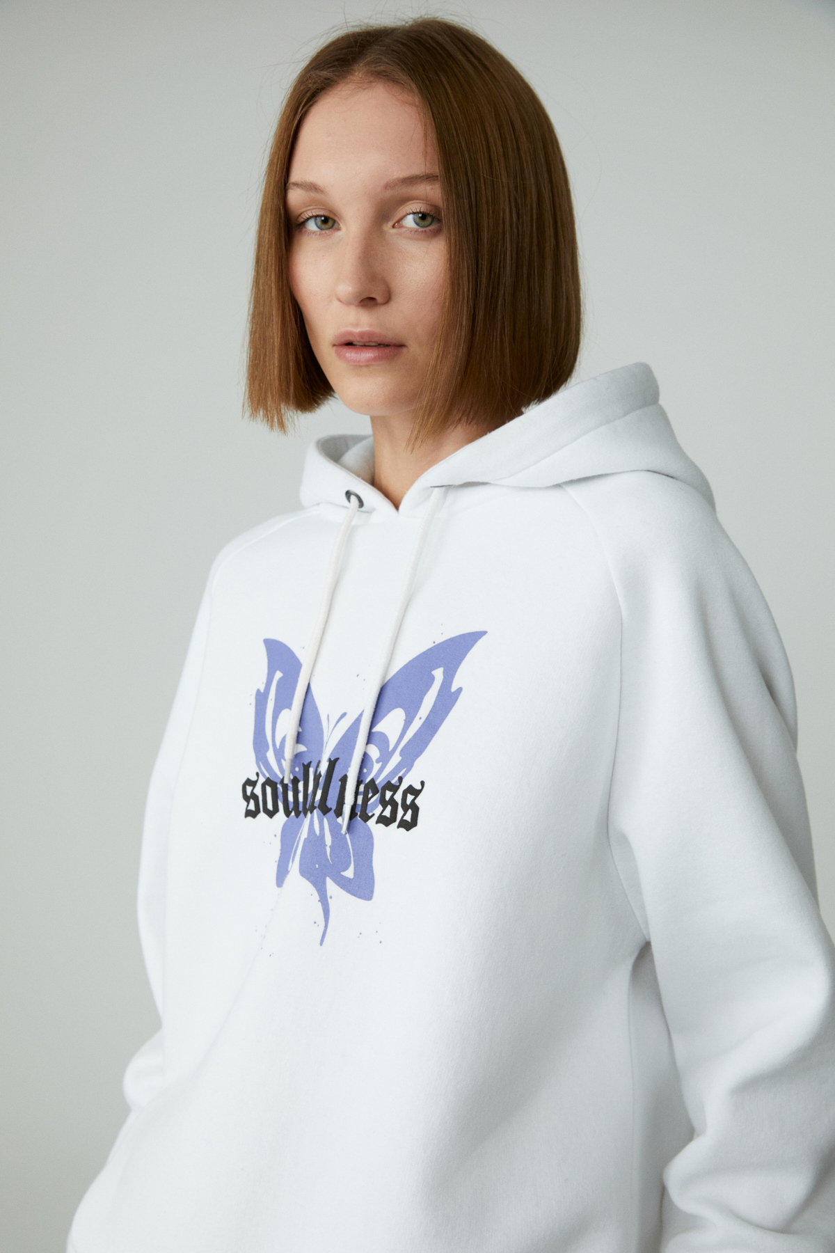 ETHIQUET LAMARI Kadın Oversıze Şardonlu Kapüşonlu BEYAZ Sweatshirt görsel 5