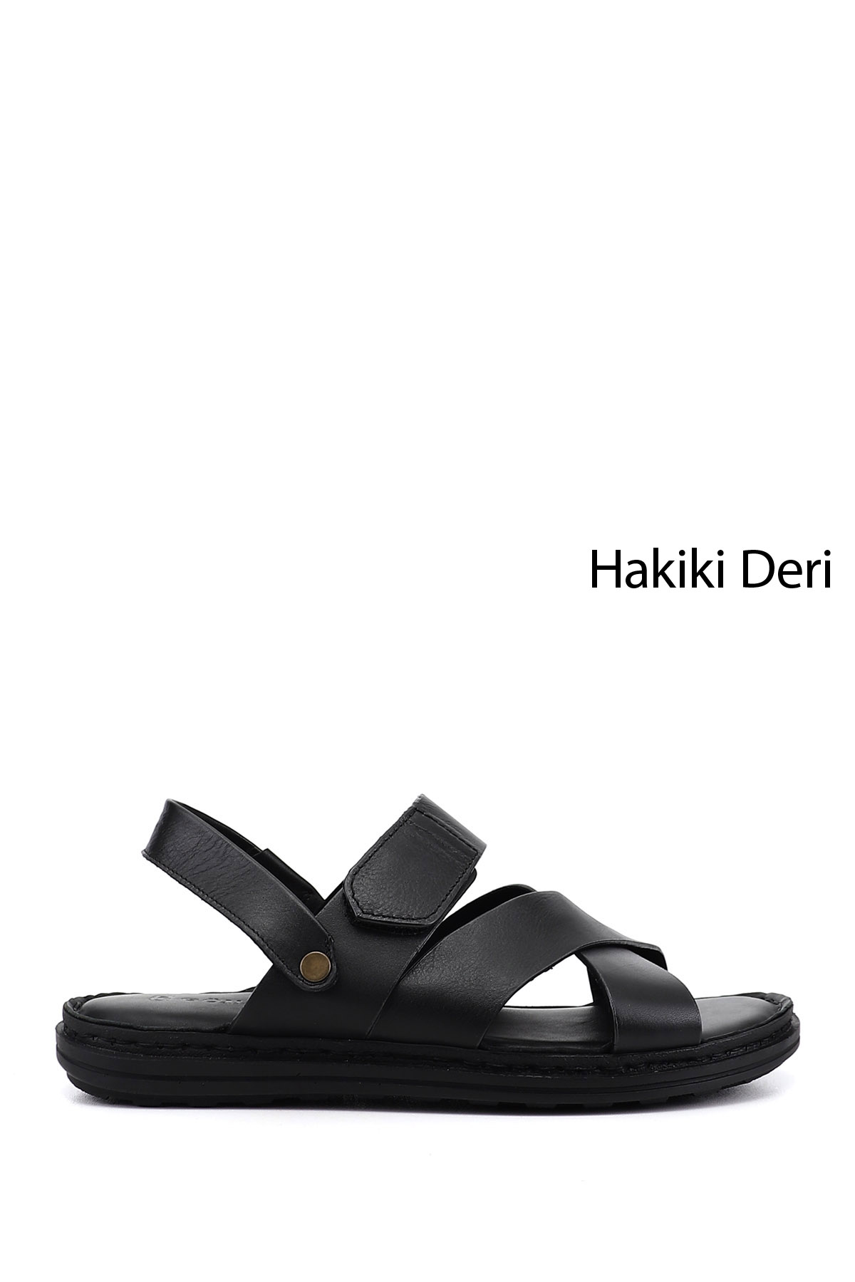GÖNDERİ(R) Erkek SİYAH Hakiki Deri Comfort Sandalet