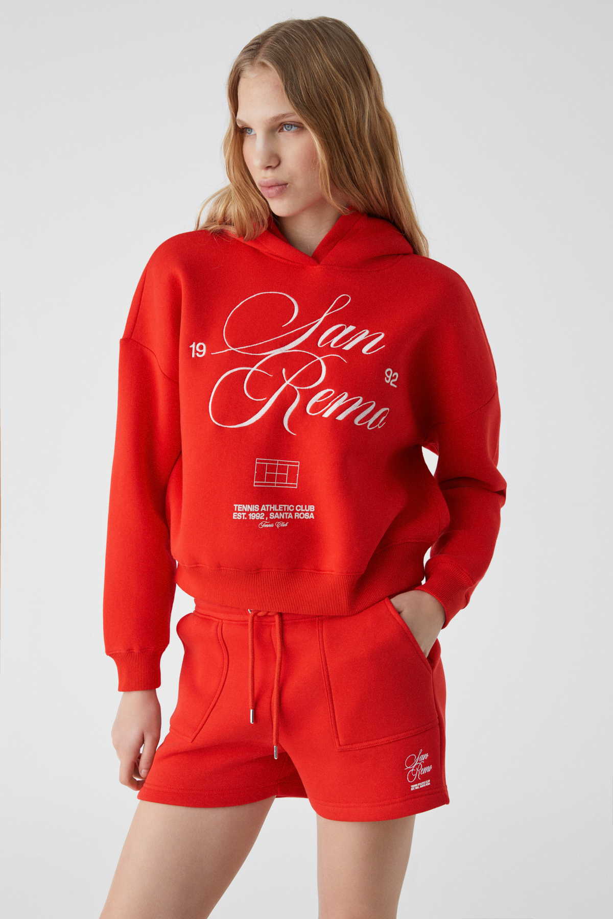 ETHIQUET TACNA Kadın Kapüşonlu Uzun Kollu Oversize KIRMIZI Sweatshirt