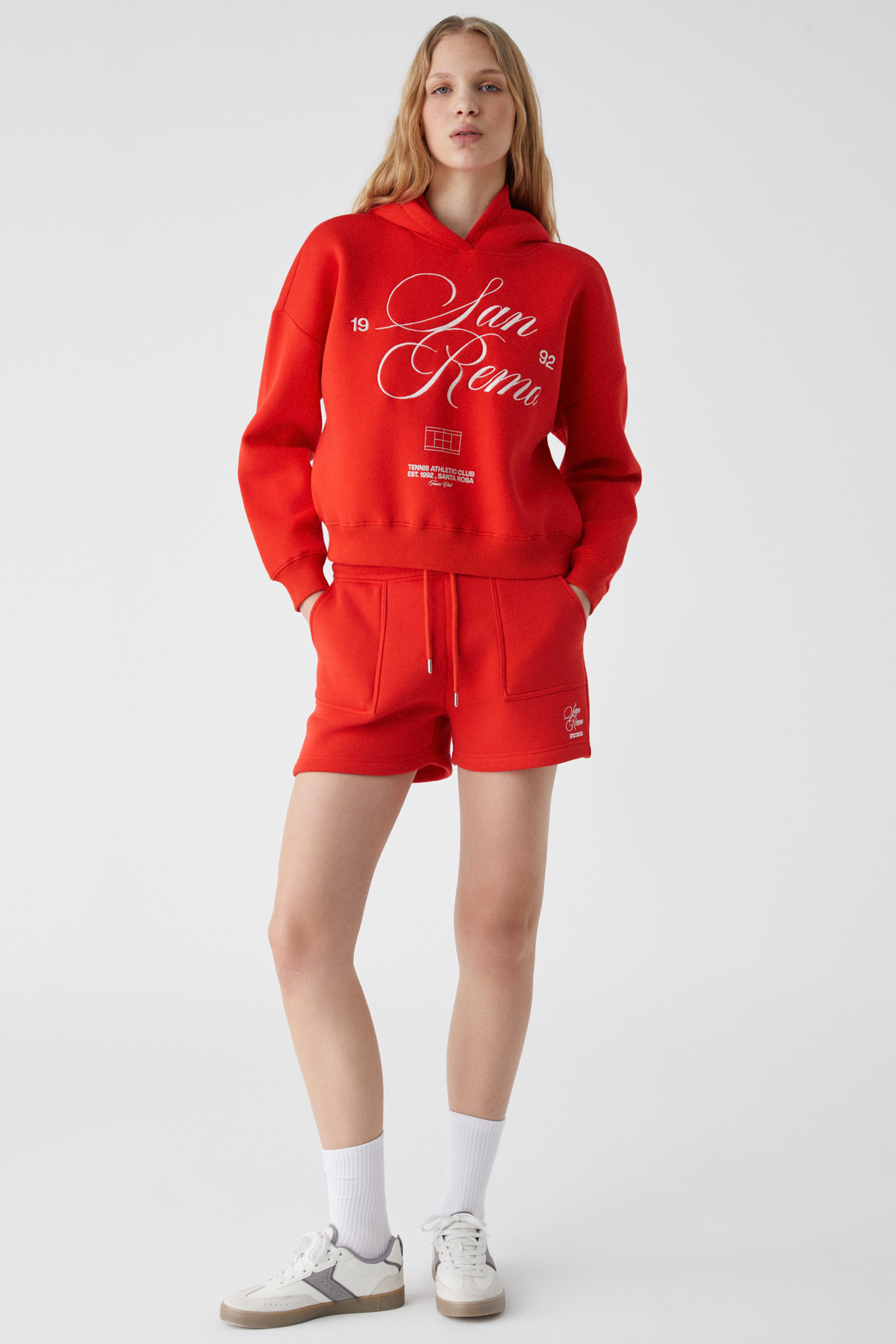 ETHIQUET TACNA Kadın Kapüşonlu Uzun Kollu Oversize KIRMIZI Sweatshirt görsel 2