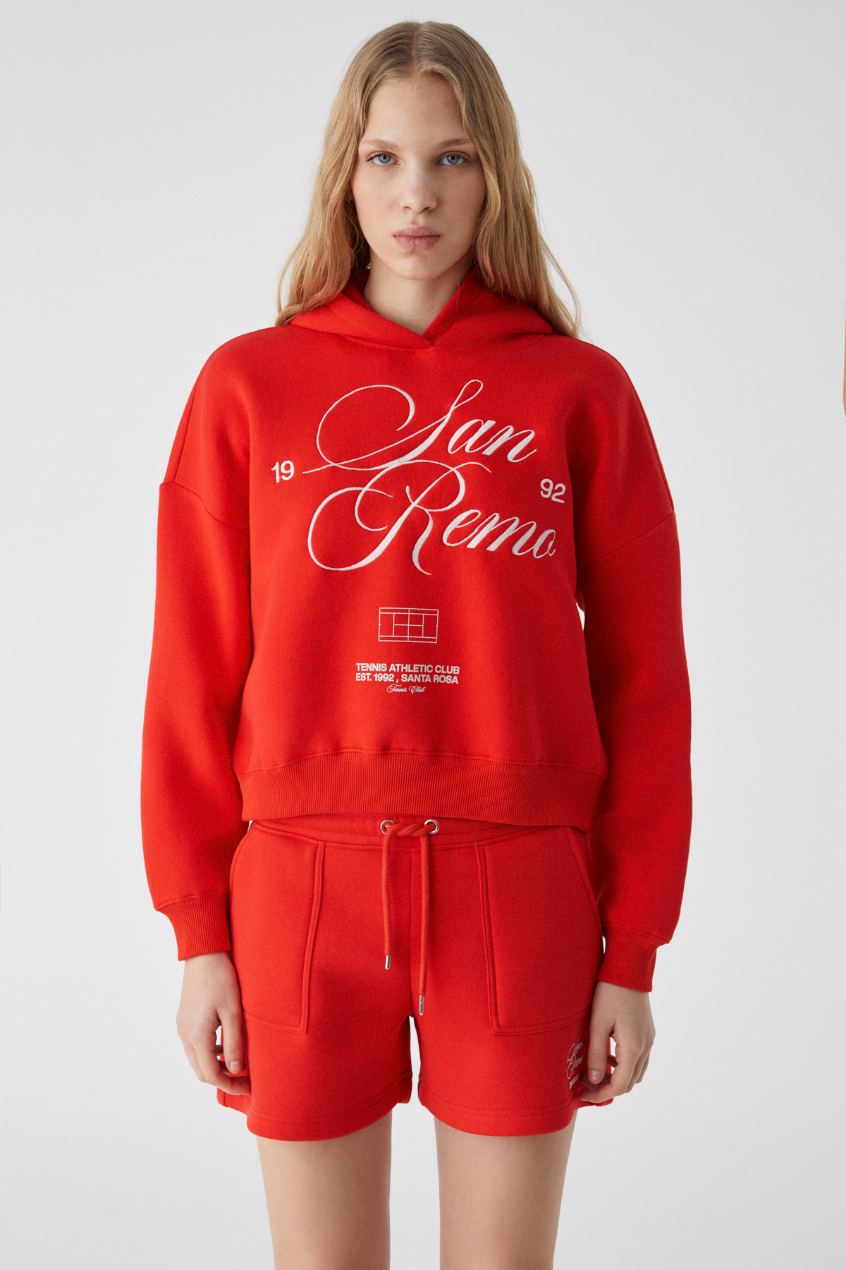 ETHIQUET TACNA Kadın Kapüşonlu Uzun Kollu Oversize KIRMIZI Sweatshirt görsel 3