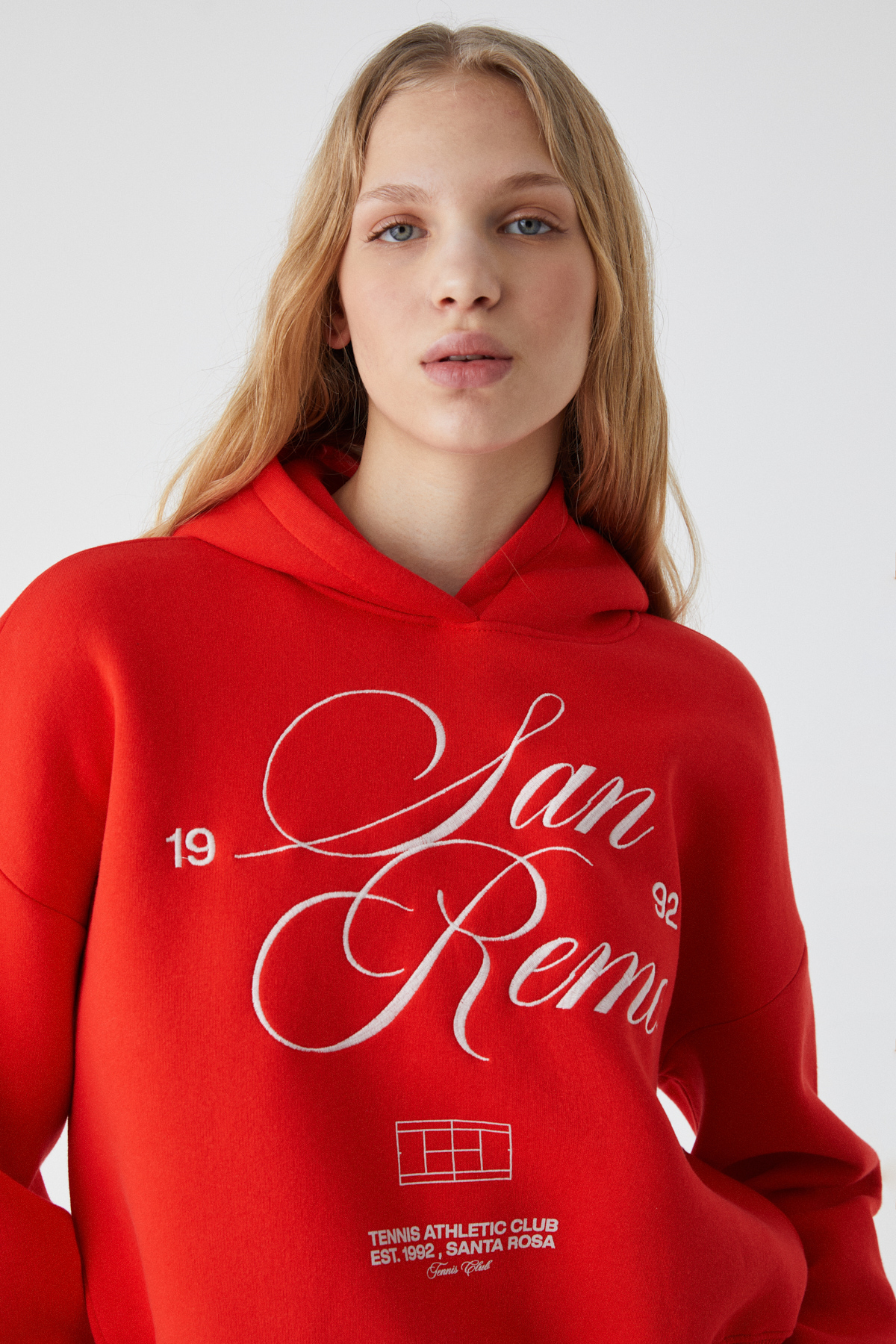 ETHIQUET TACNA Kadın Kapüşonlu Uzun Kollu Oversize KIRMIZI Sweatshirt görsel 4
