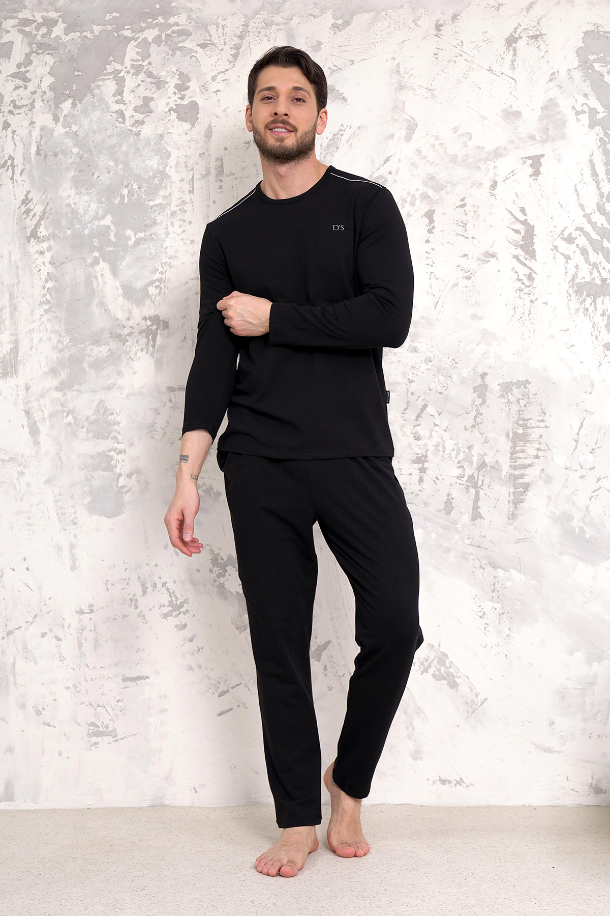 D'S damat Maschio Pamuk Pijama Takımı SİYAH görsel 3