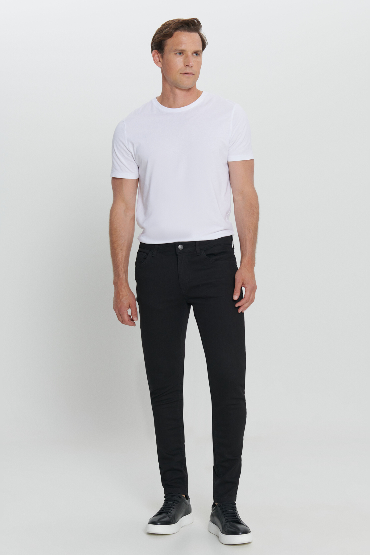 AC&Co / Altınyıldız Classics Erkek Siyah Ekstra Slim Fit Dar Kesim Rıss Pamuklu Esnek Denim Jean Pantolon görsel 6