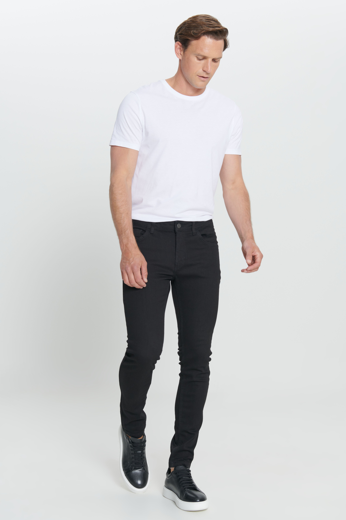 AC&Co / Altınyıldız Classics Erkek Siyah Ekstra Slim Fit Dar Kesim Rıss Pamuklu Esnek Denim Jean Pantolon görsel 7
