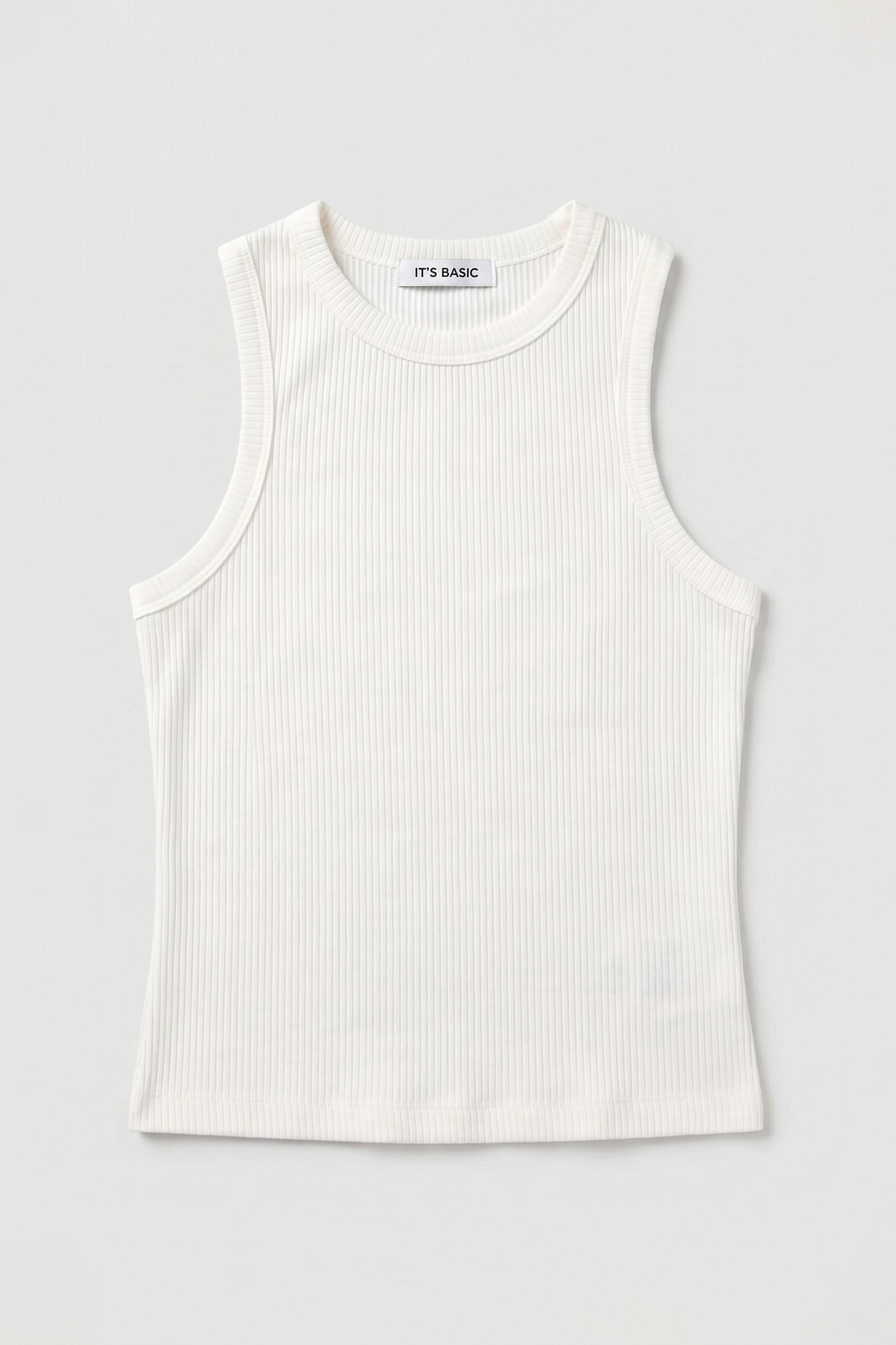 It's Basic Kadın Ekru s6-101 Sıfır Kol Esnek Kumaş Crop Top