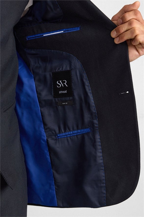 Süvari Lacivert Slim Sivri Yaka 6 Drop Yelekli Takım Elbise görsel 3