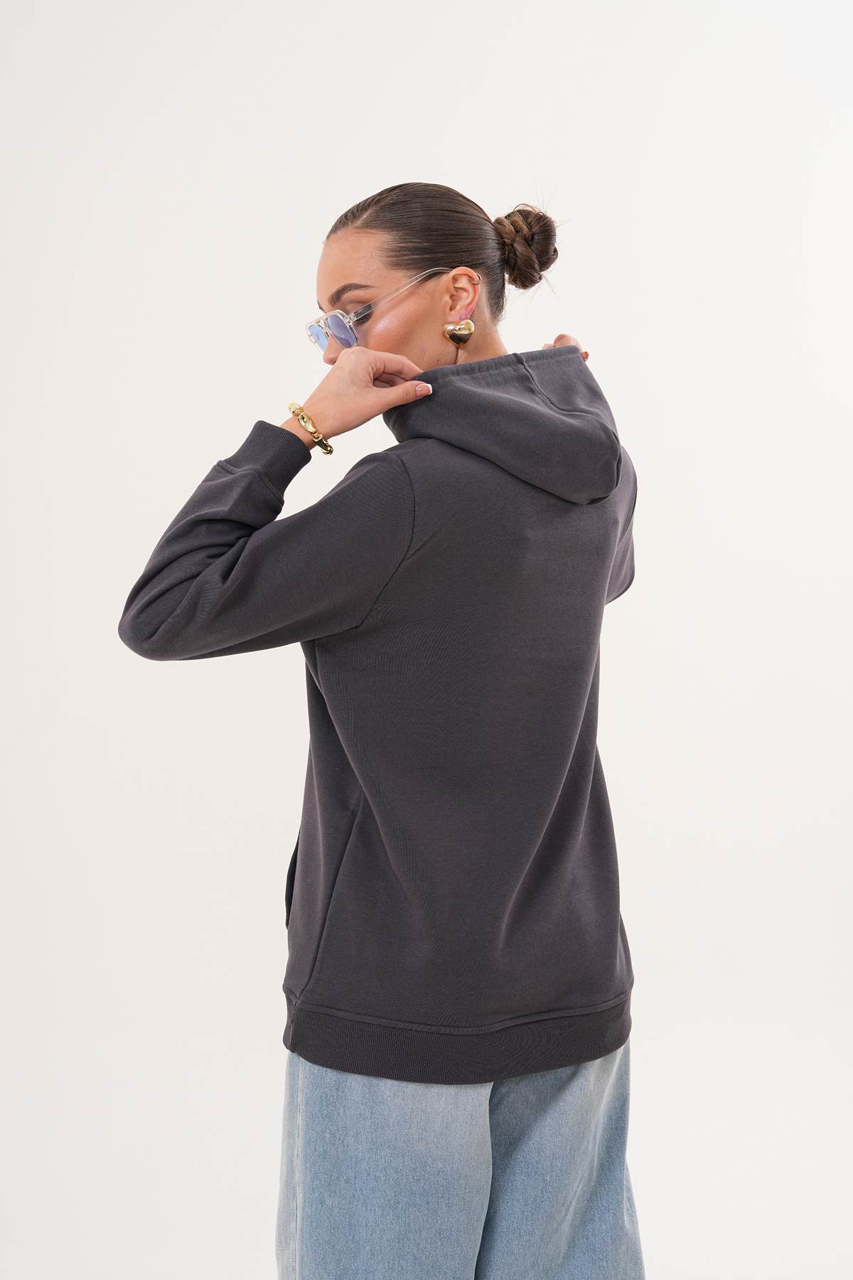 MİSS DÜNYA LİSSA Unisex %100 Pamuk Basic Premium Kapüşonlu Sweatshirt görsel 3