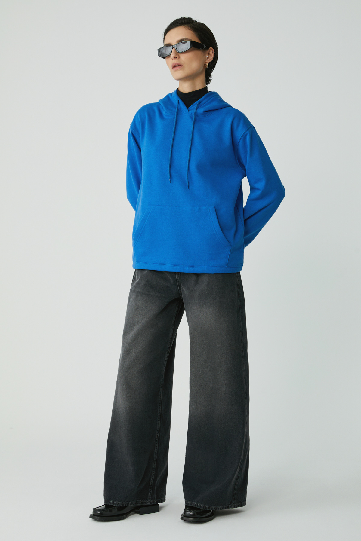 ETHIQUET PIPER Kadın Içi Polarlı Yumuşacık Comfort Fit Kapüşonlu Kanguru Cepli SAKS Sweatshirt görsel 2