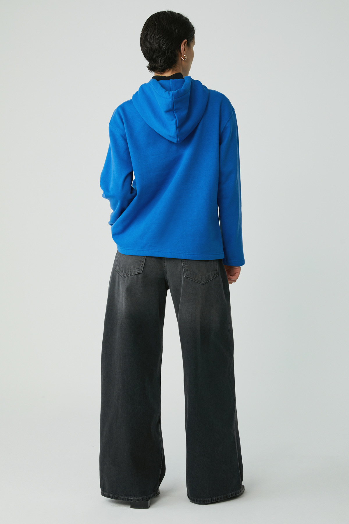 ETHIQUET PIPER Kadın Içi Polarlı Yumuşacık Comfort Fit Kapüşonlu Kanguru Cepli SAKS Sweatshirt görsel 6