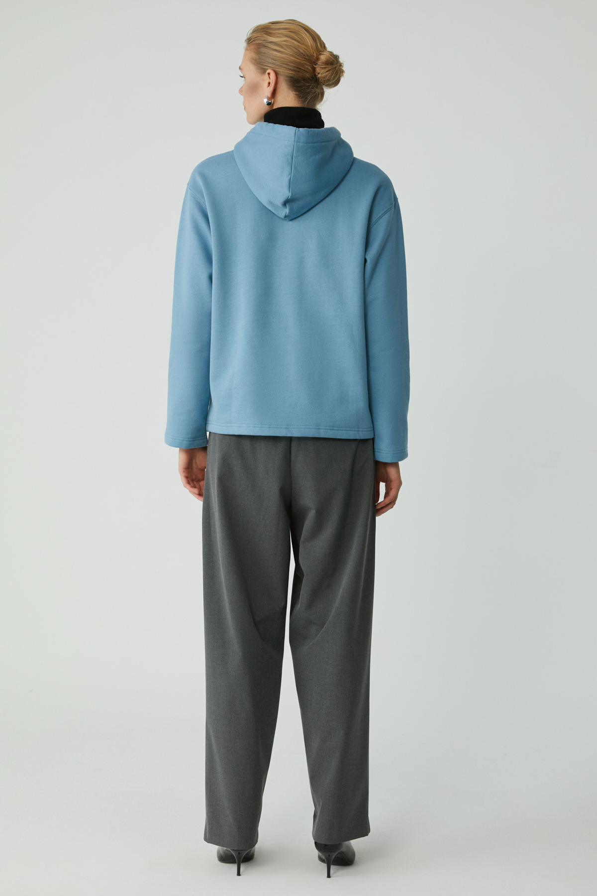 ETHIQUET PIPER Kadın Içi Polarlı Yumuşacık Comfort Fit Kapüşonlu Kanguru Cepli MAVİ Sweatshirt görsel 6