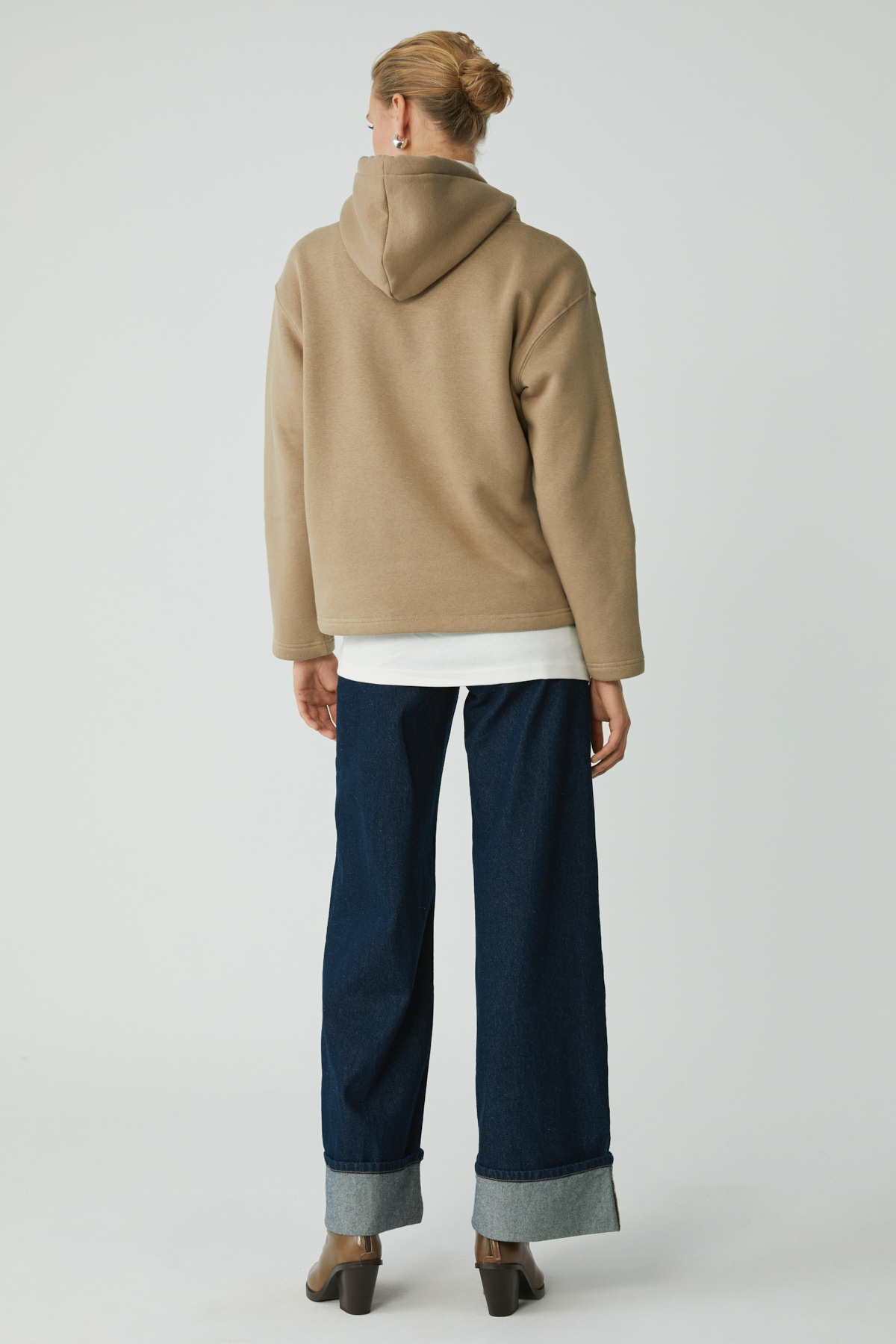 ETHIQUET PIPER Kadın Içi Polarlı Yumuşacık Comfort Fit Kapüşonlu Kanguru Cepli BEJ Sweatshirt görsel 6