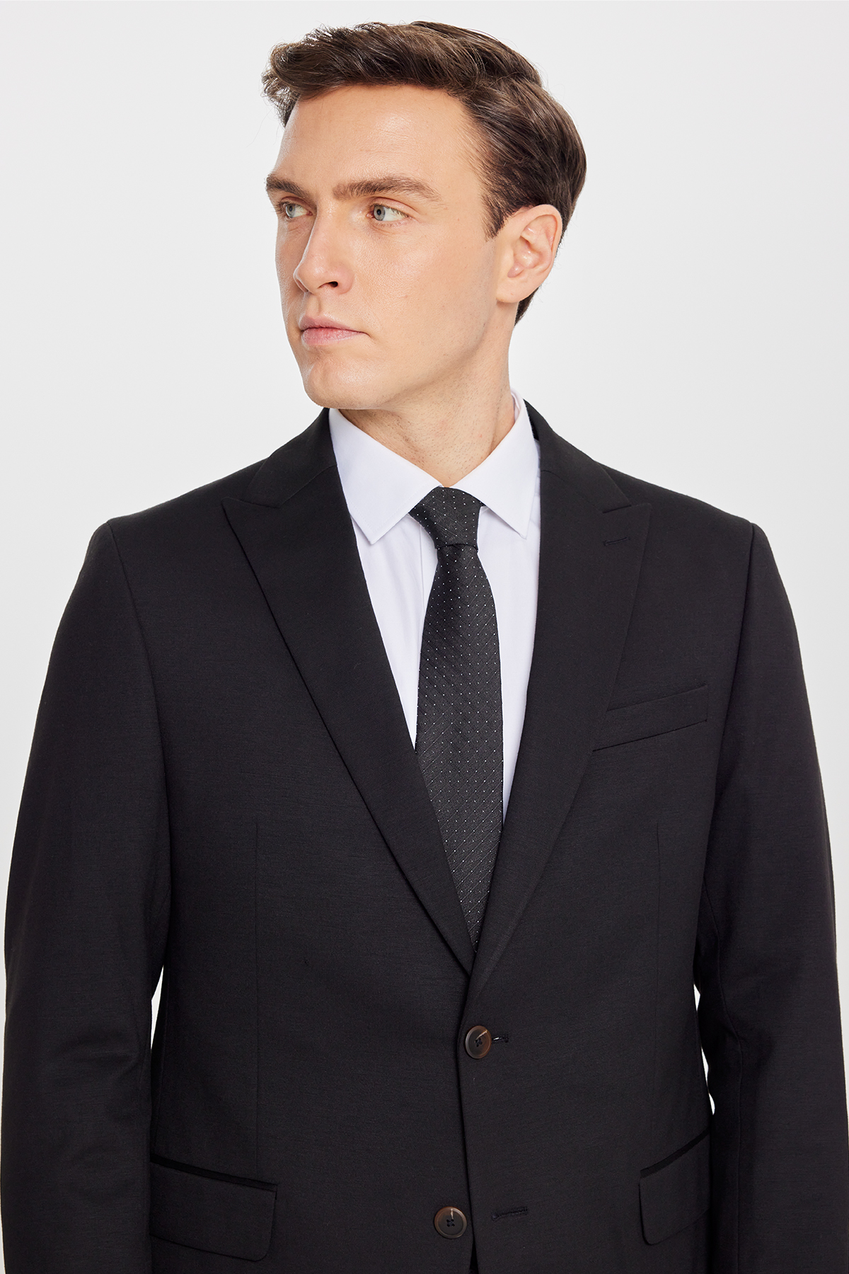 Altınyıldız Classics Erkek Siyah Slim Fit Kırlangıç Yaka Beli Bağlamalı Yan Cepli Takım Elbise görsel 4