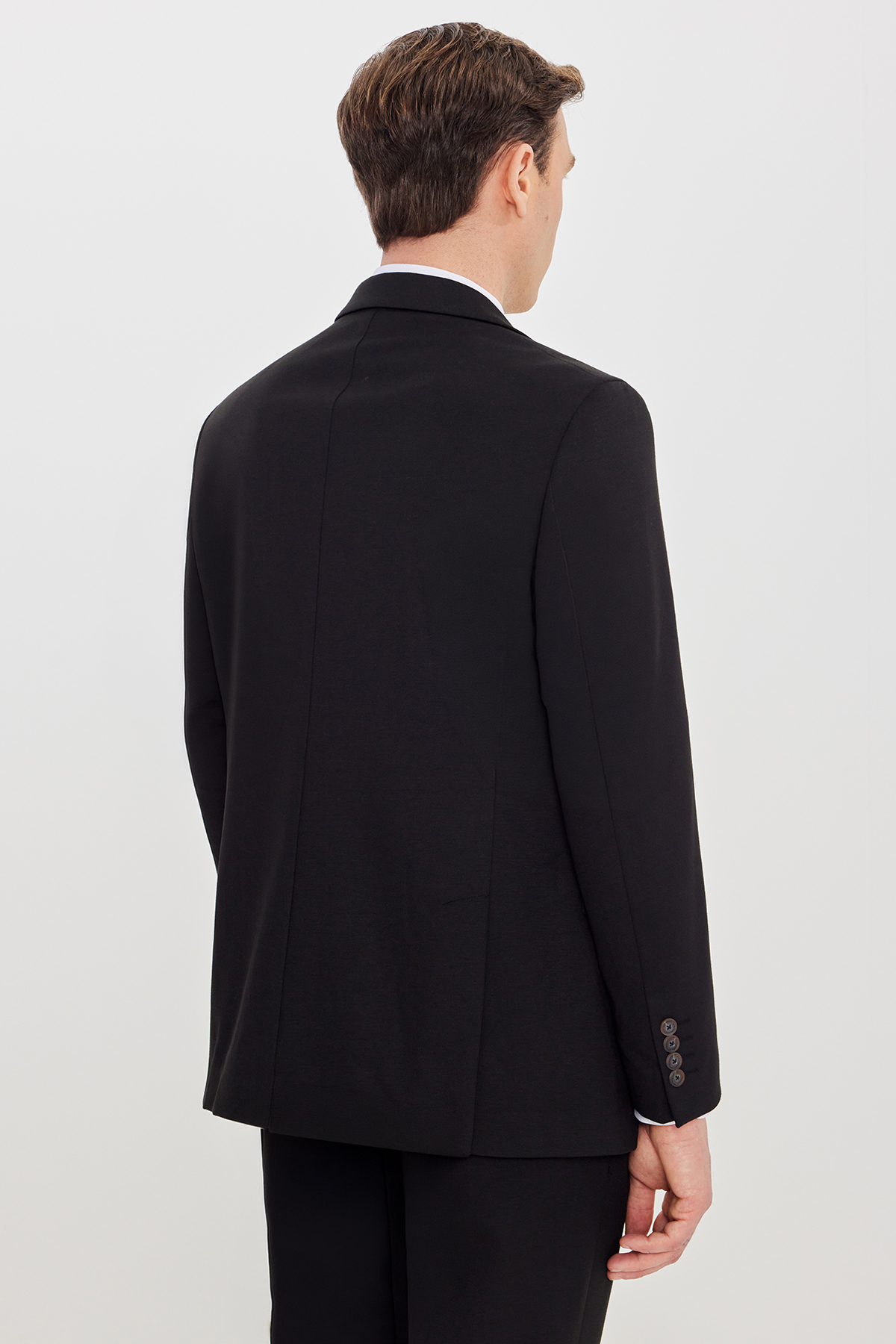 Altınyıldız Classics Erkek Siyah Slim Fit Kırlangıç Yaka Beli Bağlamalı Yan Cepli Takım Elbise görsel 6