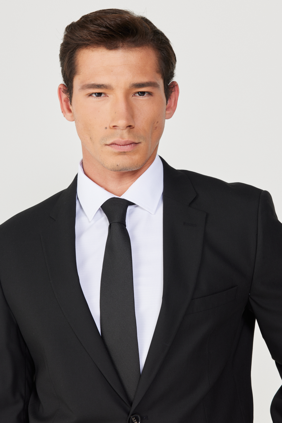 Altınyıldız Classics Erkek Siyah Yünlü Slim Fit Mono Yaka Kapak Cepli Takım Elbise görsel 6