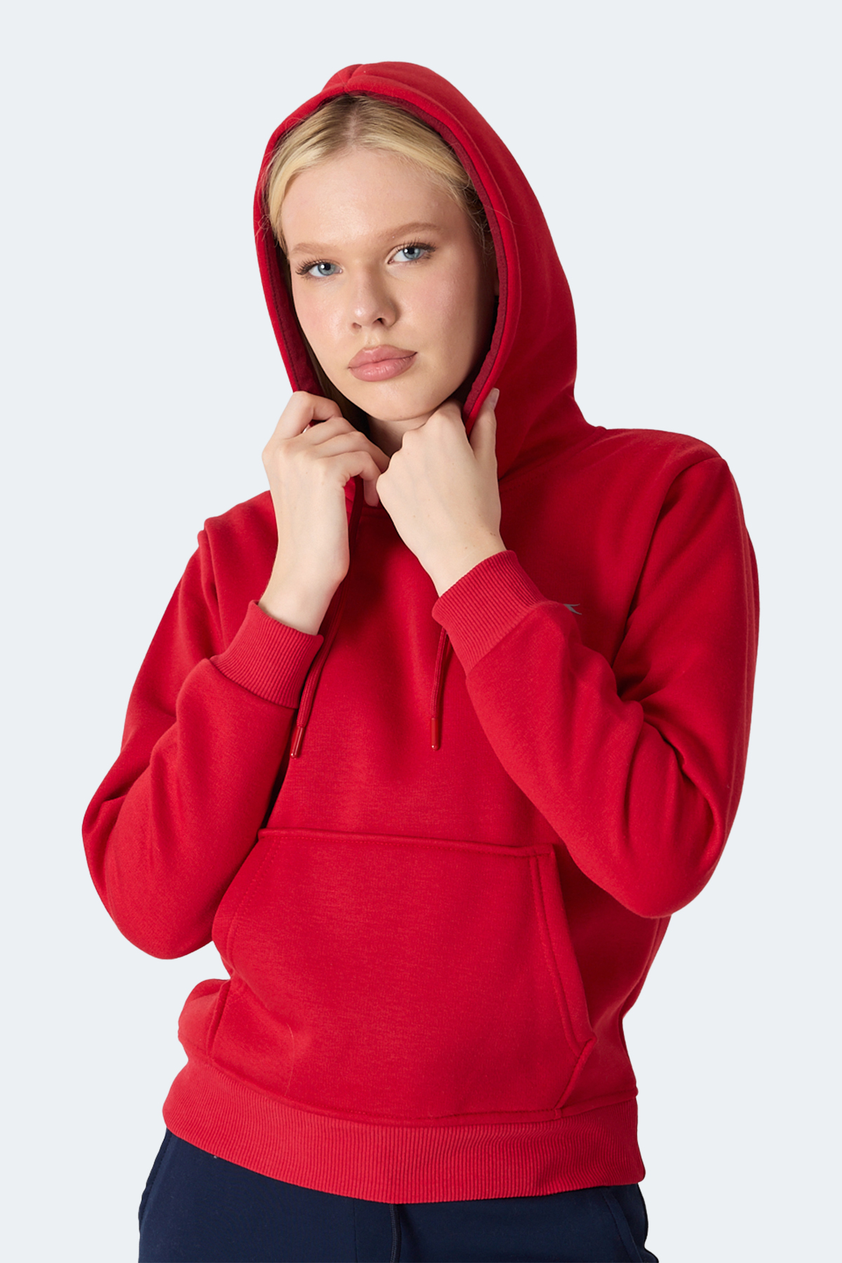 SLAZENGER MISTY I Kadın Kapüşonlu Kırmızı Sweatshırt görsel 4
