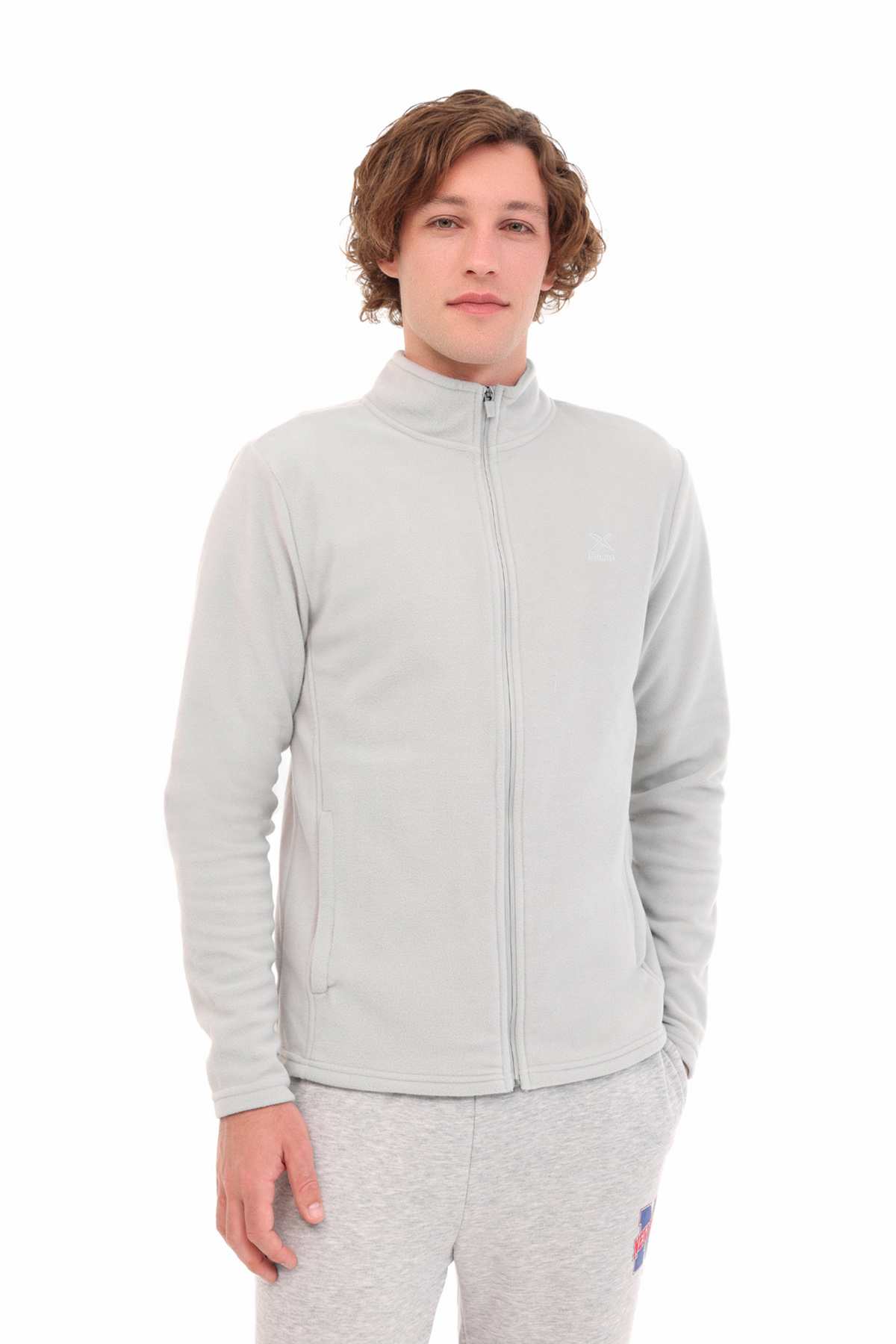 Kinetix MB BASIC MAN Erkek Polar Fermuarlı Sweatshirt Hırka 5PR Gri