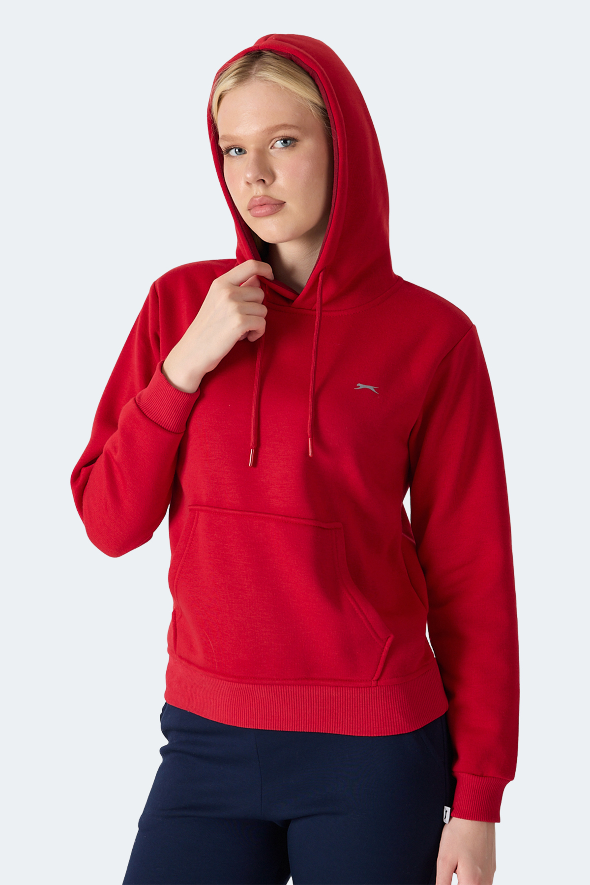 SLAZENGER MISTY I Kadın Kapüşonlu Kırmızı Sweatshırt görsel 6