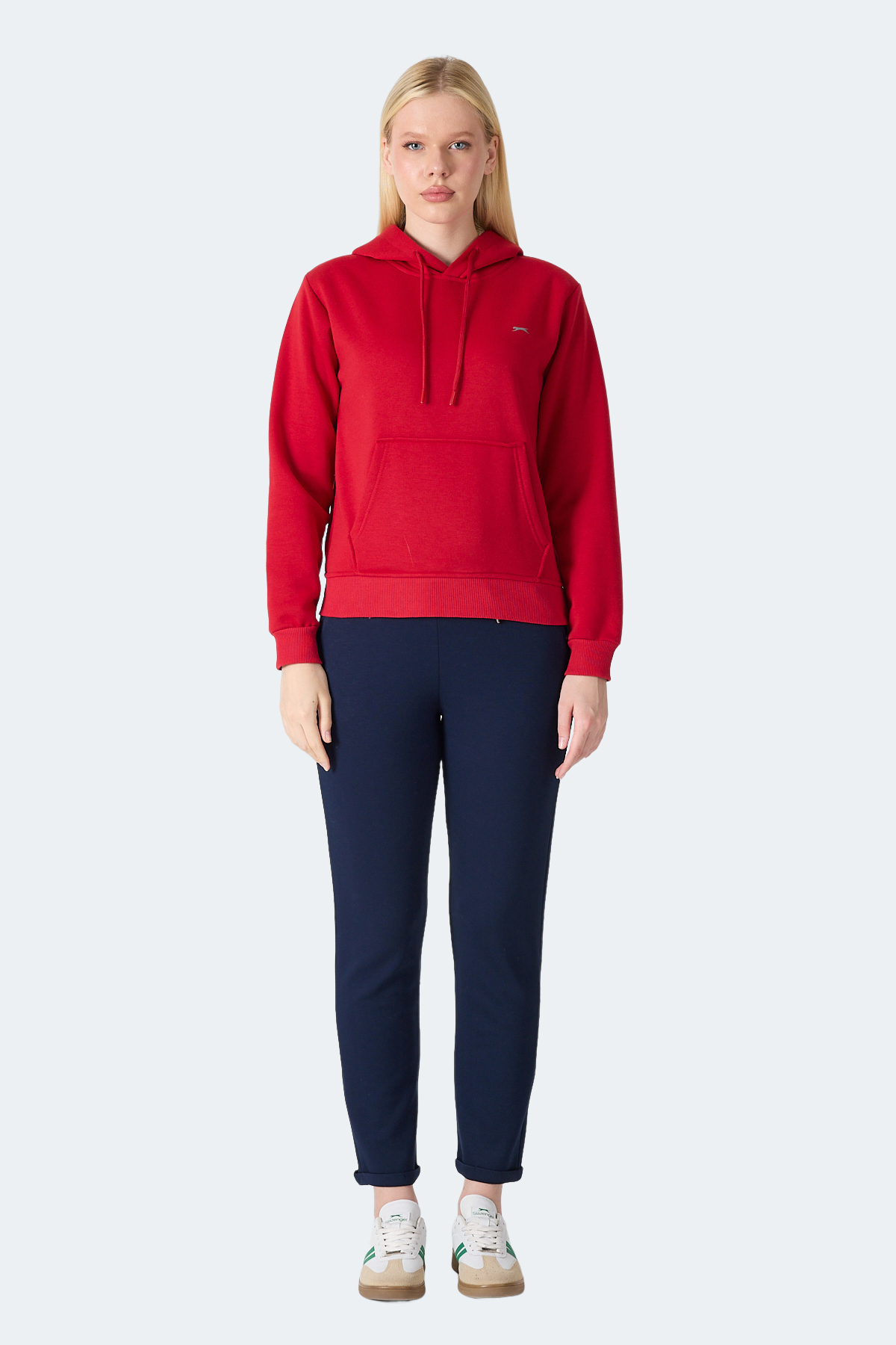SLAZENGER MISTY I Kadın Kapüşonlu Kırmızı Sweatshırt görsel 7