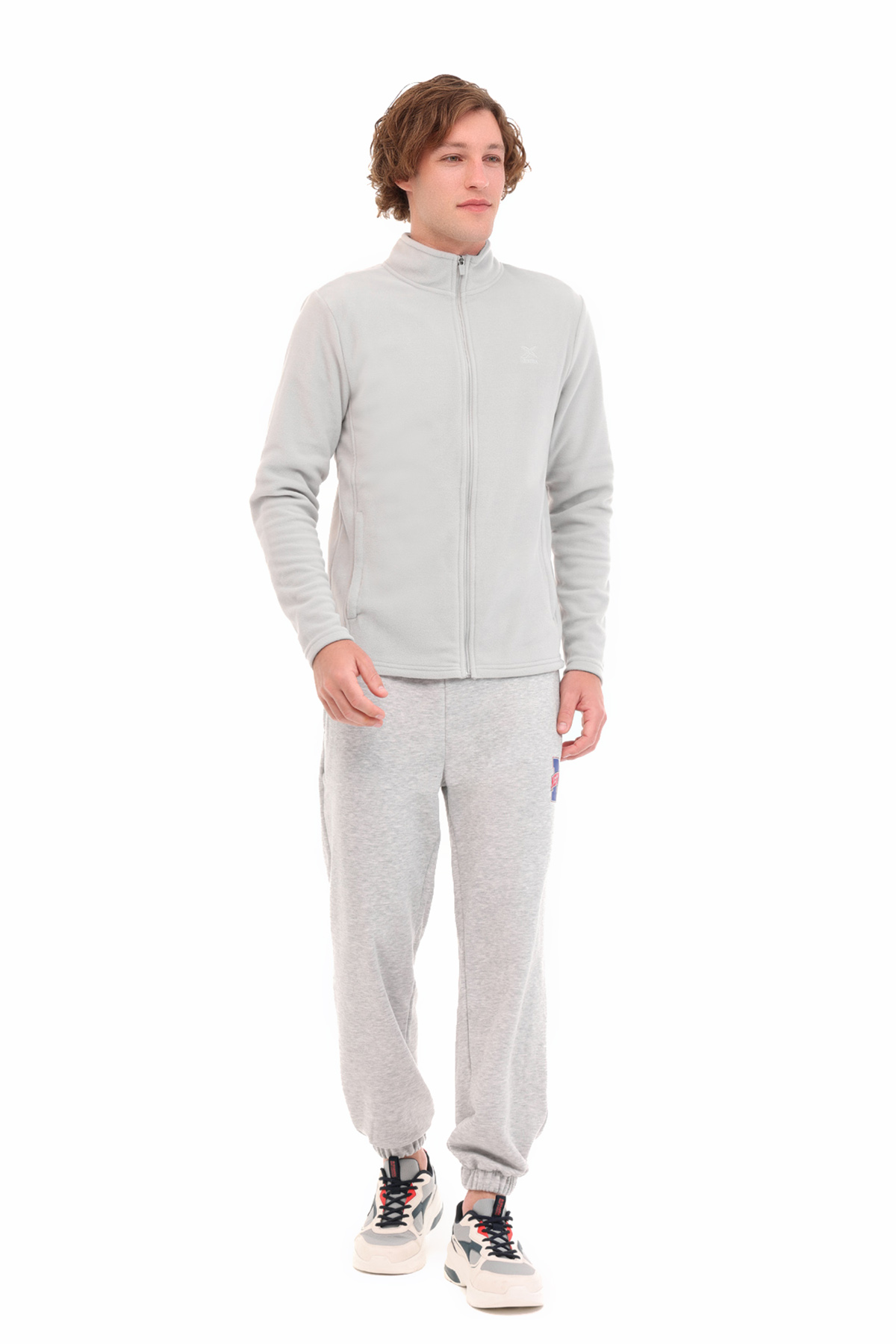 Kinetix MB BASIC MAN Erkek Polar Fermuarlı Sweatshirt Hırka 5PR Gri görsel 3