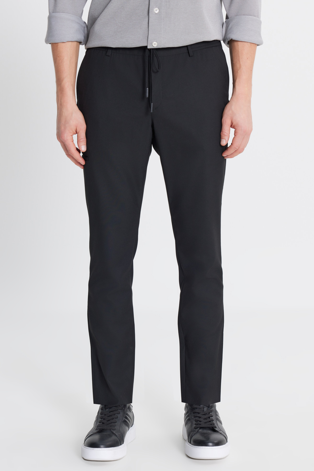 Altınyıldız Classics Erkek Siyah Yünlü Slim Fit Dar Kesim Esnek Takım Elbise Pantolonu