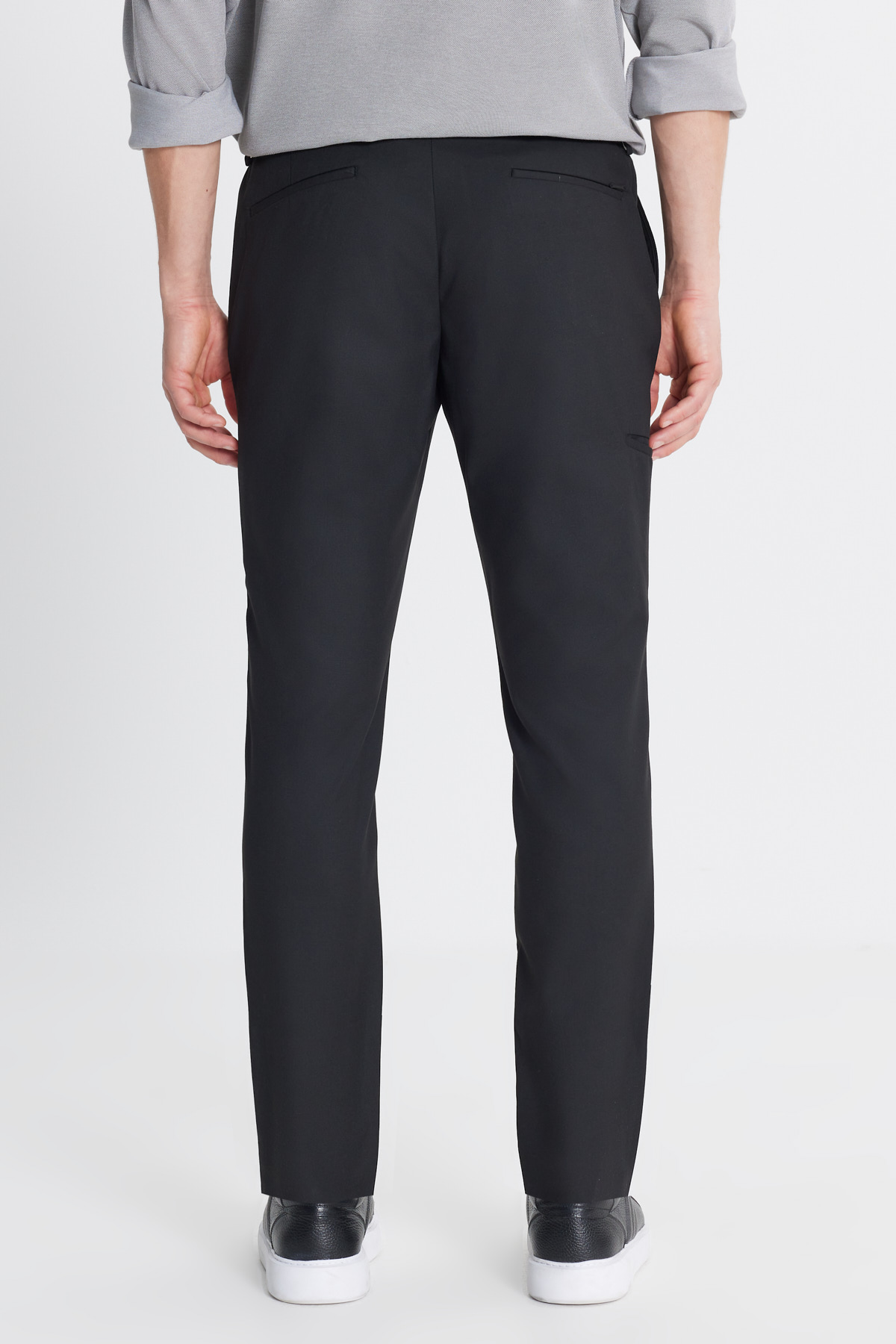 Altınyıldız Classics Erkek Siyah Yünlü Slim Fit Dar Kesim Esnek Takım Elbise Pantolonu görsel 5