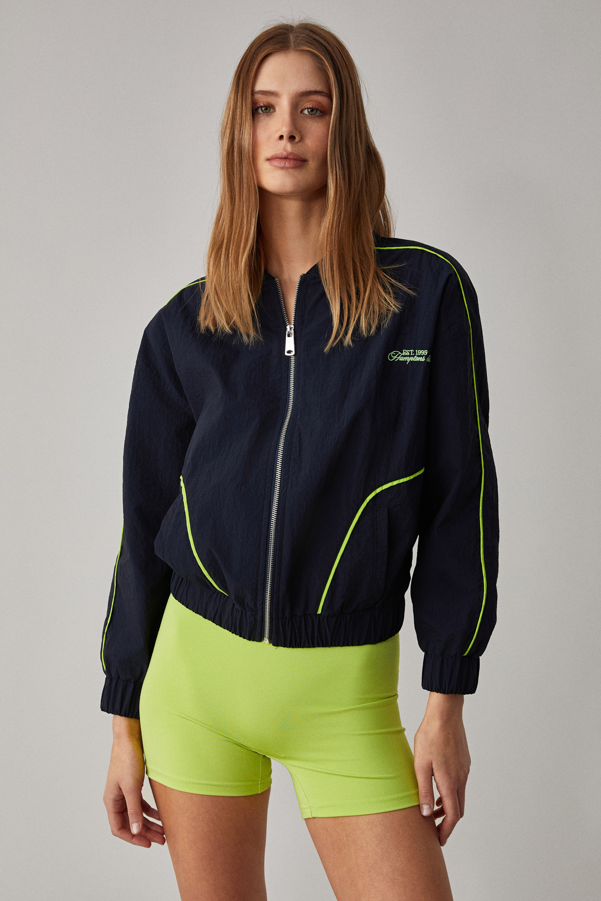 ETHIQUET MERLYAN Kadın Bomber Yaka Oversize Fermuarlı LACİVERT Ceket