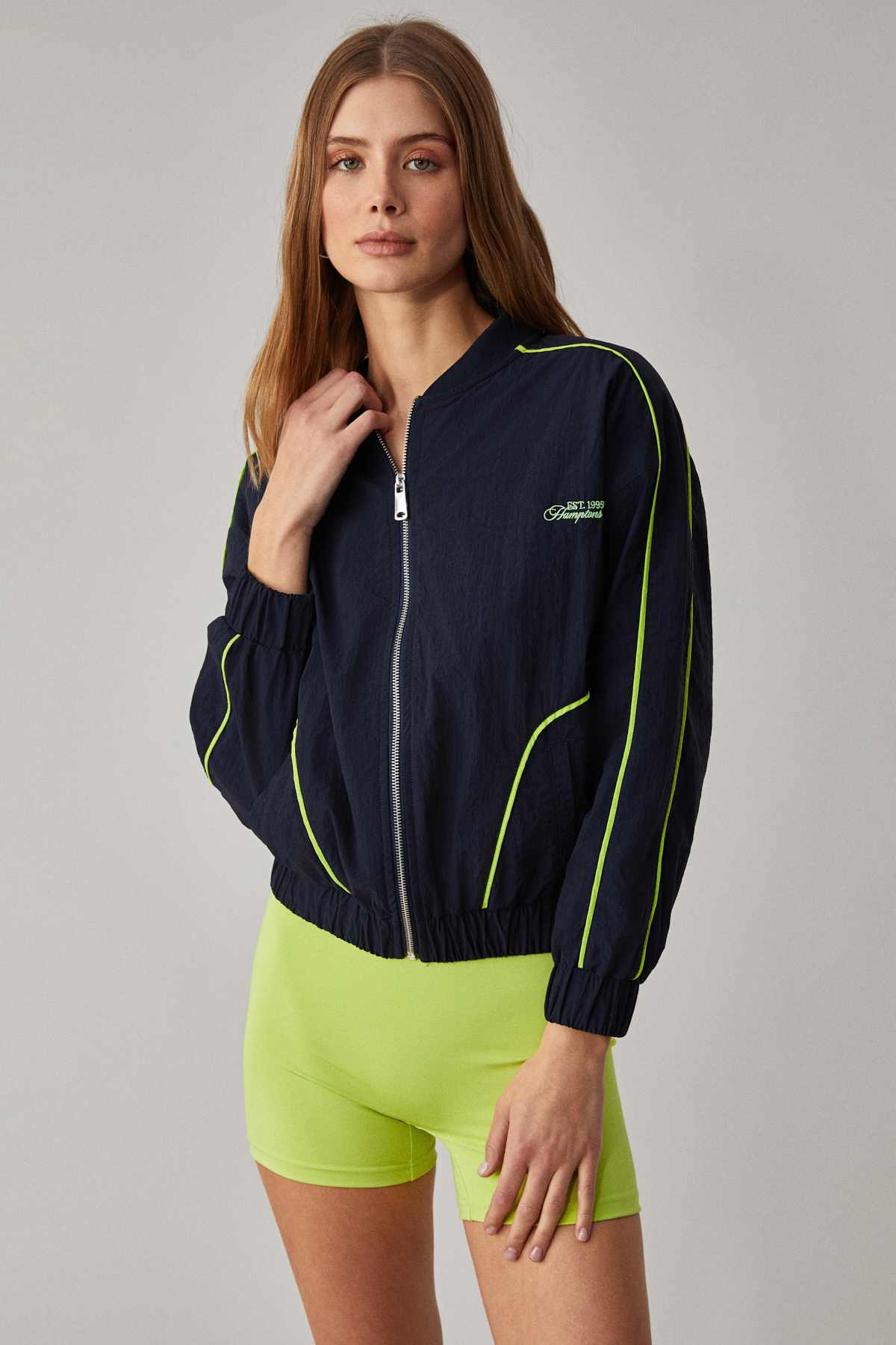 ETHIQUET MERLYAN Kadın Bomber Yaka Oversize Fermuarlı LACİVERT Ceket görsel 3