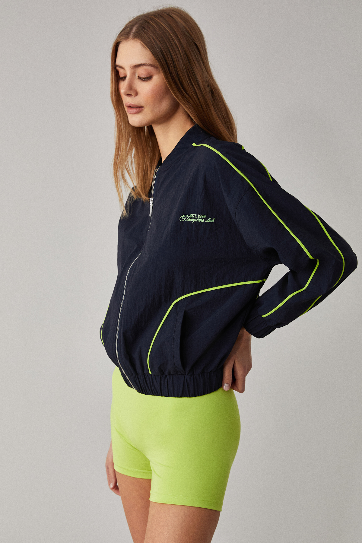 ETHIQUET MERLYAN Kadın Bomber Yaka Oversize Fermuarlı LACİVERT Ceket görsel 5
