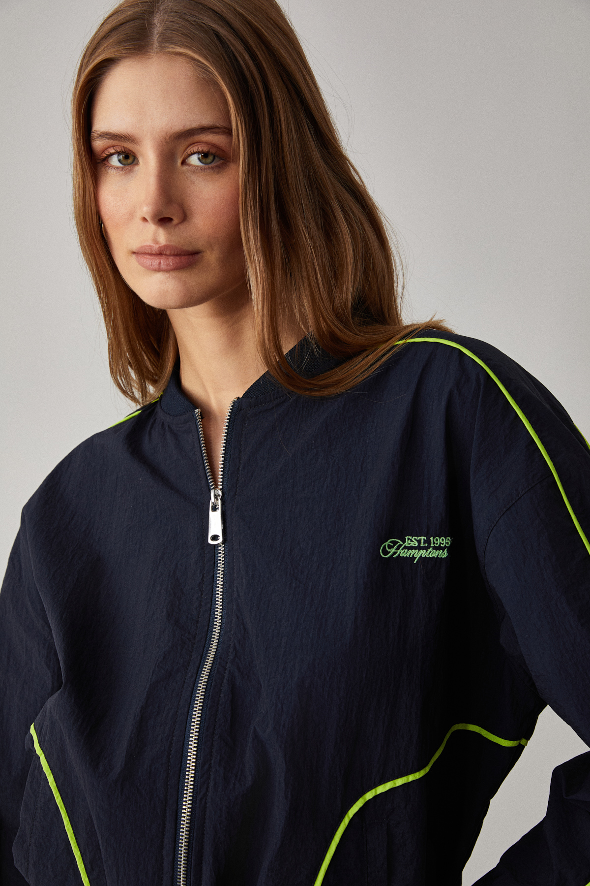 ETHIQUET MERLYAN Kadın Bomber Yaka Oversize Fermuarlı LACİVERT Ceket görsel 6