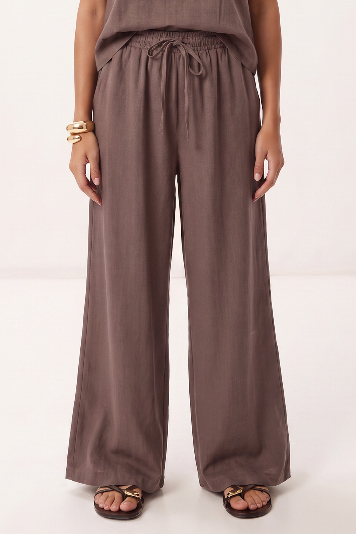 Happiness İstanbul Askılı Modal Bluz Pantolon Takım VİZON LRV0108 görsel 4