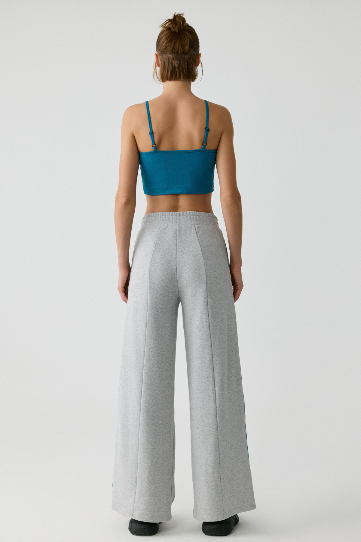 URBAN BEAT BETHANIA Kadın Beli Lastikli Geniş Paça Yanları Baskılı Şeritli Relaxed GRİ MELANJ Eşofman Altı görsel 6