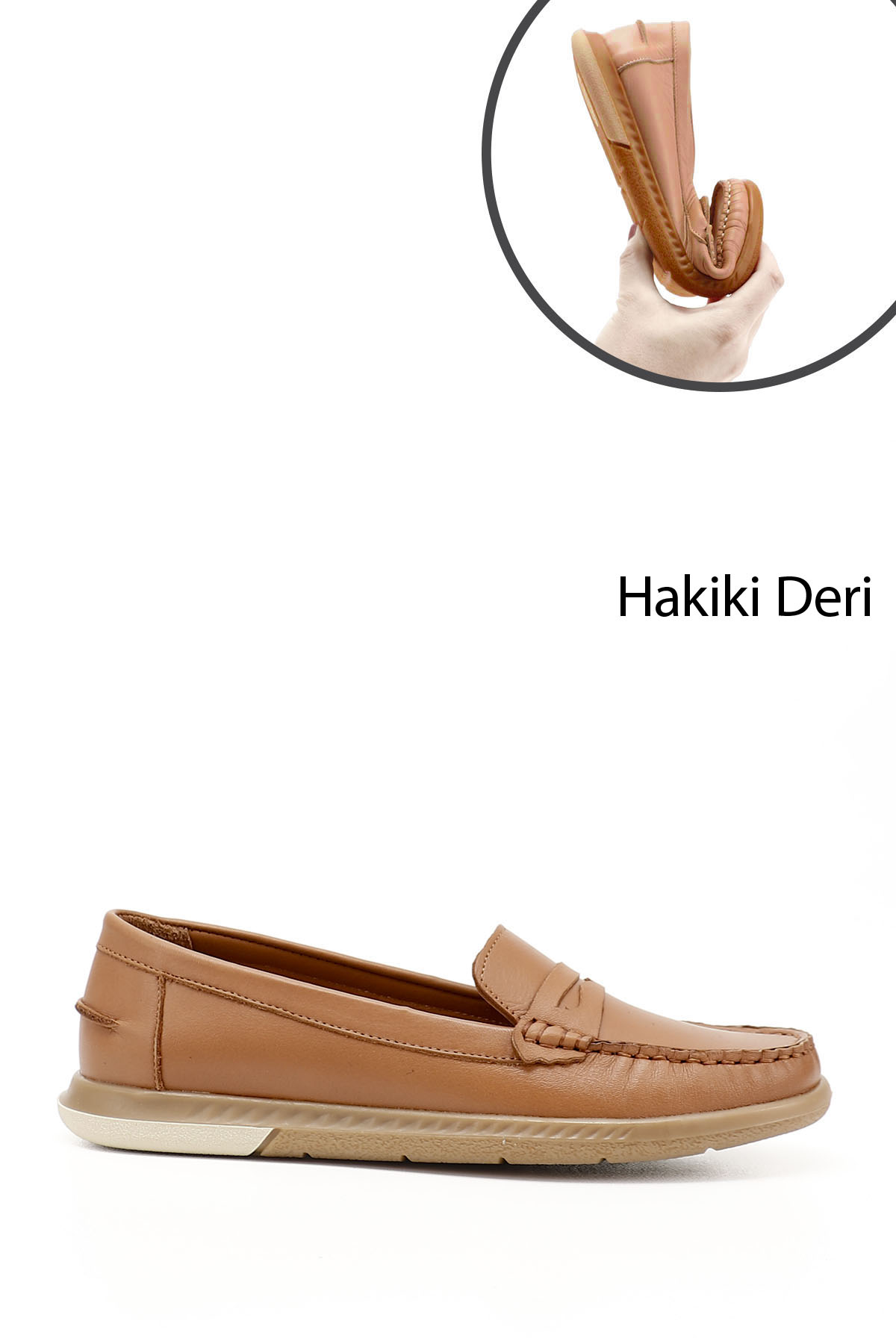 GÖNDERİ(R) Kadın TABA Rok Hakiki Deri Comfort Loafer görsel 2