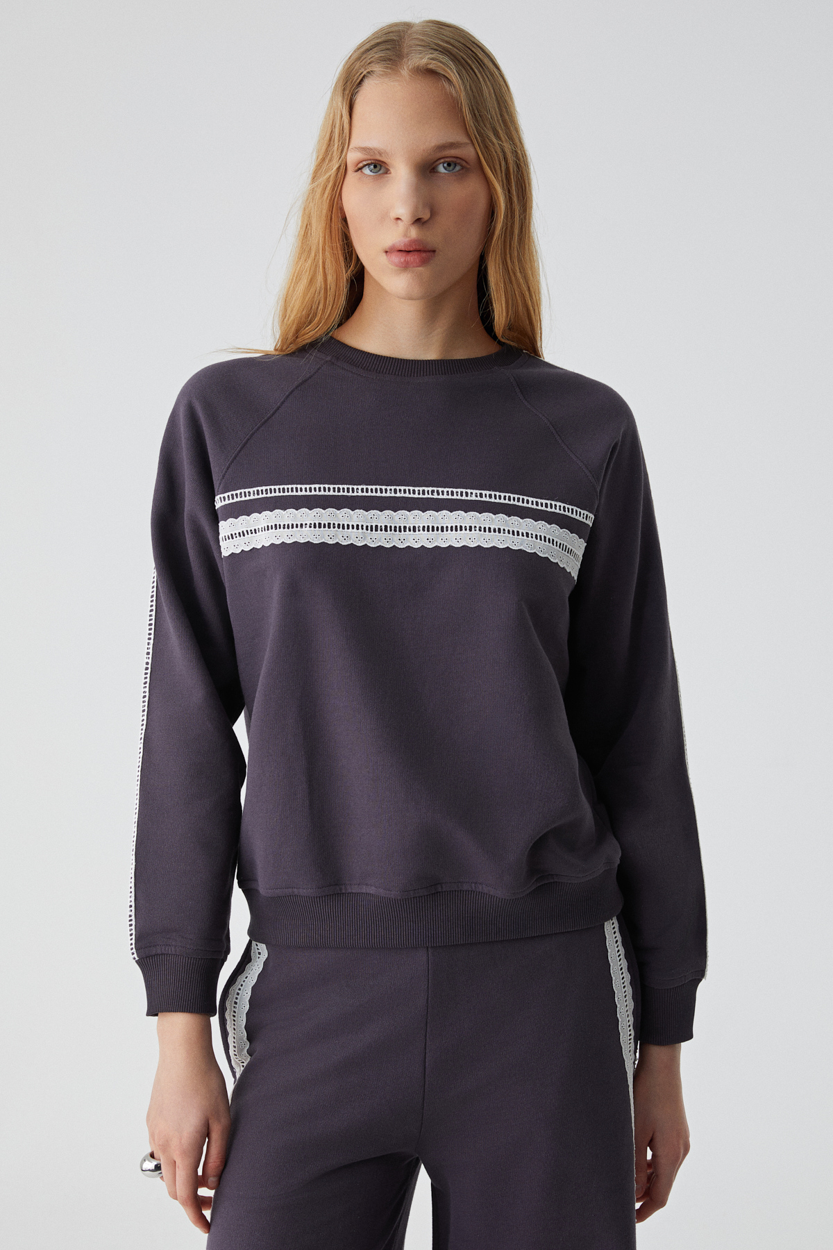 ETHIQUET JINX Kadın %100 Pamuk Kapüşonlu Fermuarlı MOR Sweatshirt