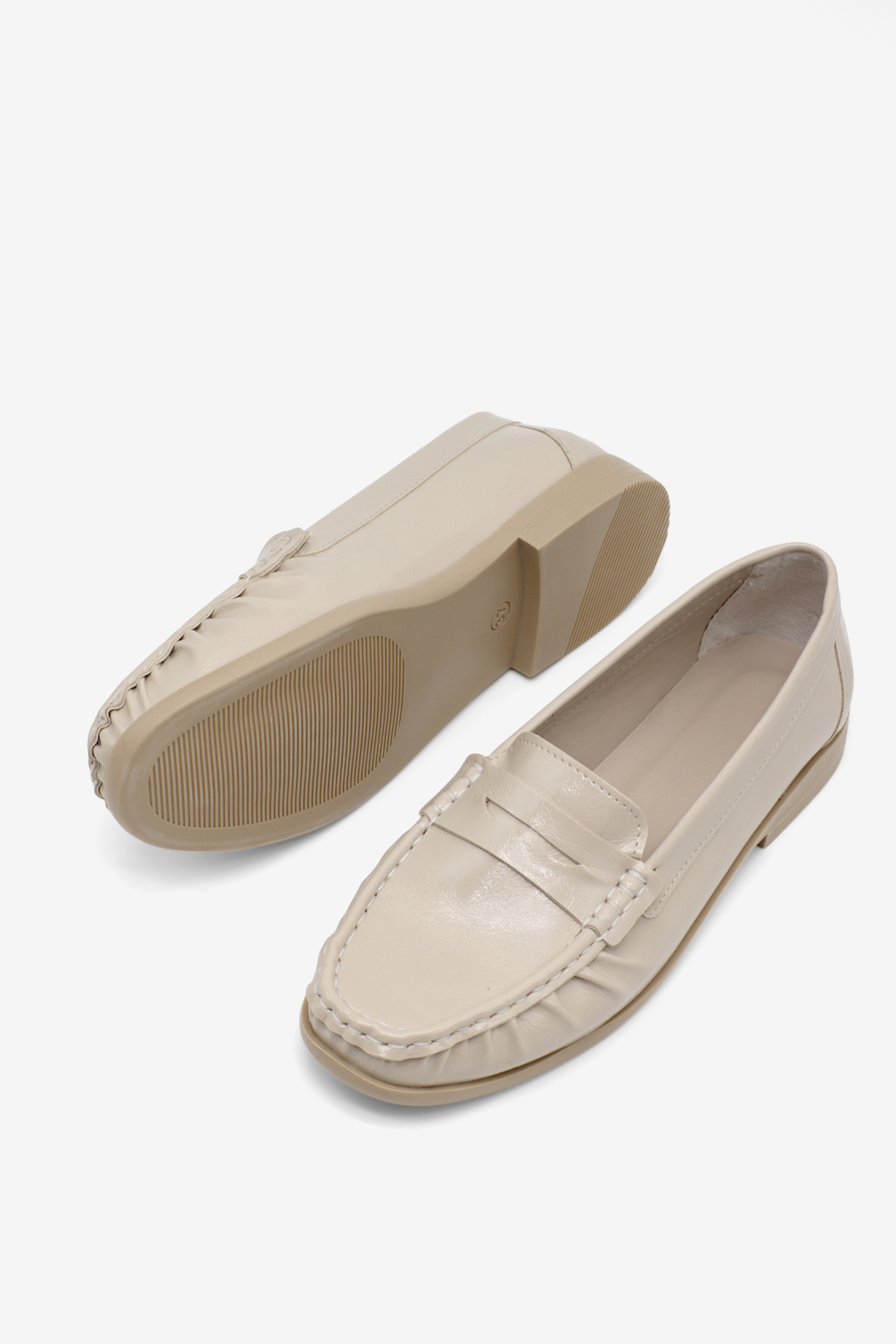 TONNY BLACK Kadın Bej Termo Kaymaz Taban Loafer Oxford Kadın Ayakkabı görsel 4