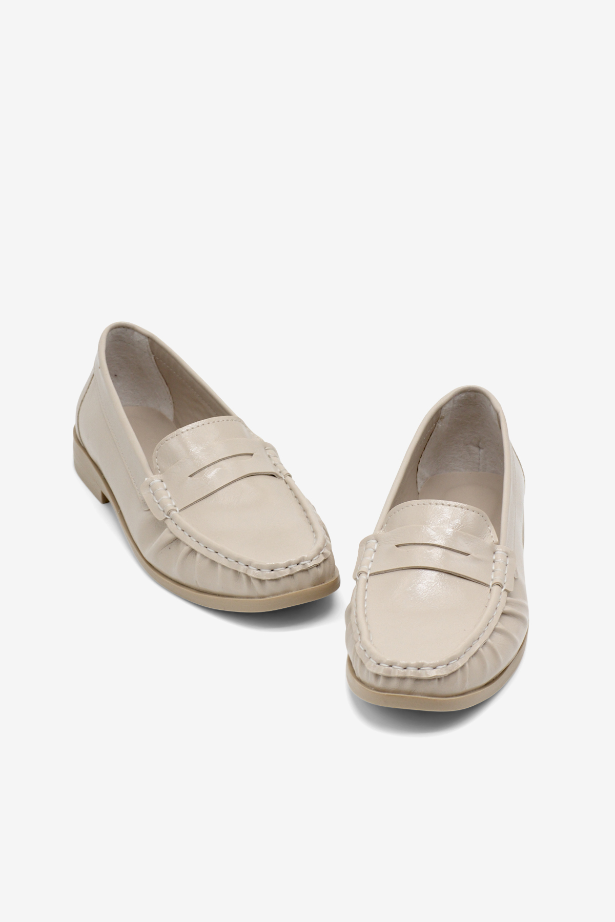 TONNY BLACK Kadın Bej Termo Kaymaz Taban Loafer Oxford Kadın Ayakkabı görsel 5