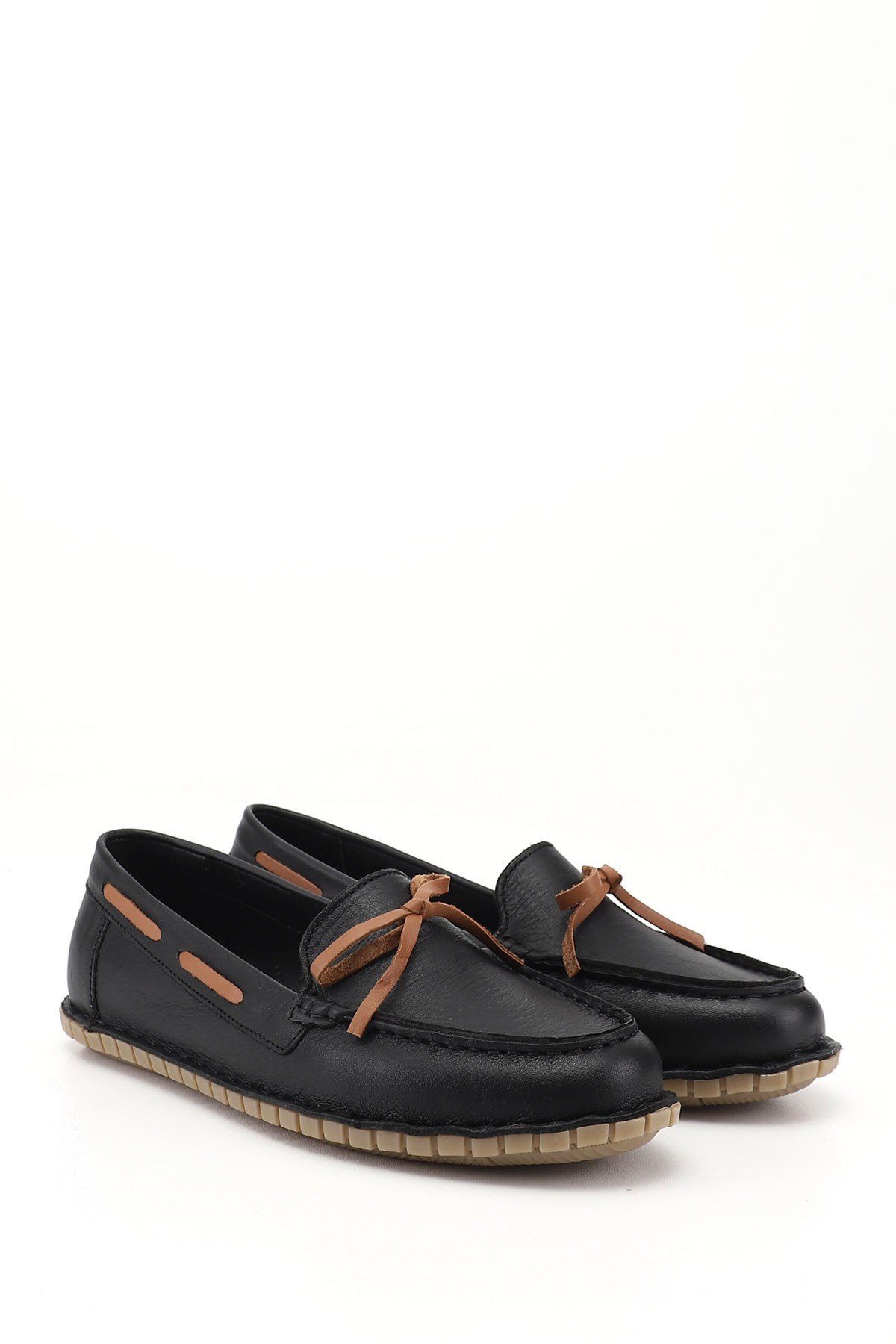 GÖNDERİ(R) Kadın SİYAH Fiyonklu Hakiki Deri Comfort Loafer görsel 2