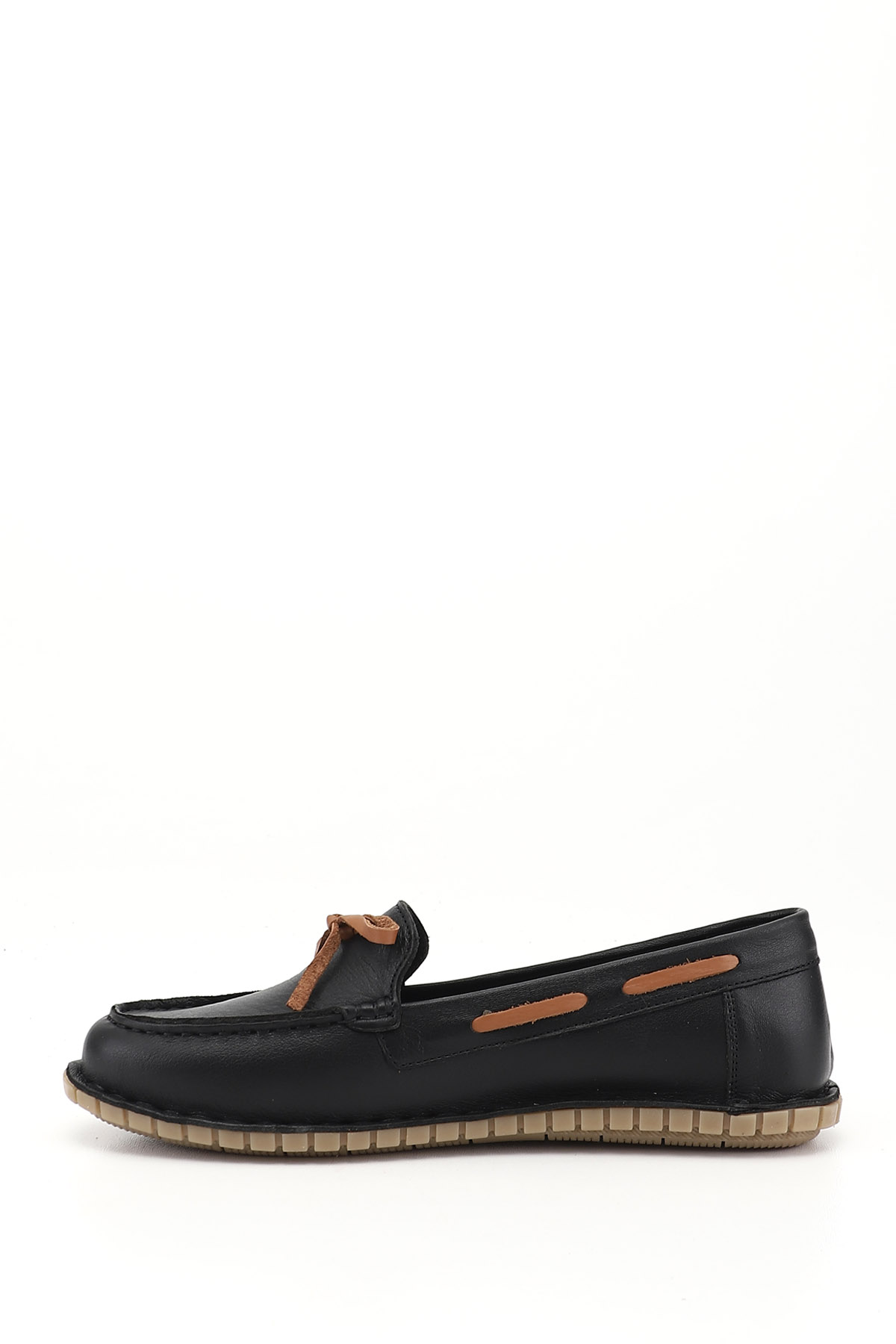 GÖNDERİ(R) Kadın SİYAH Fiyonklu Hakiki Deri Comfort Loafer görsel 3