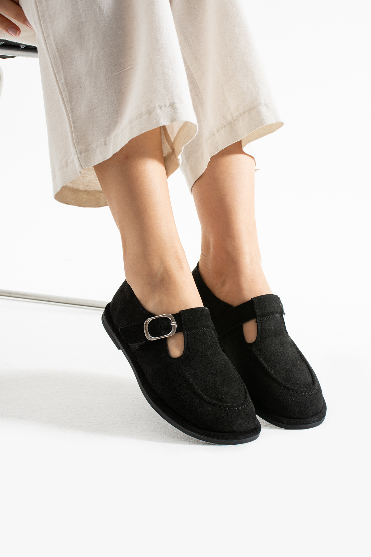 DUXAL SHOES Arabella Kadın Süet Toka Detaylı Günlük Loafer Ayakkabı görsel 3