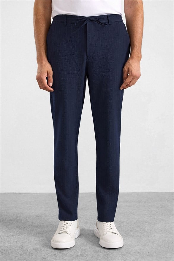 Süvari Lacivert Slim Mono Yaka Düz Torba Cep 6 Drop Takım Elbise görsel 5