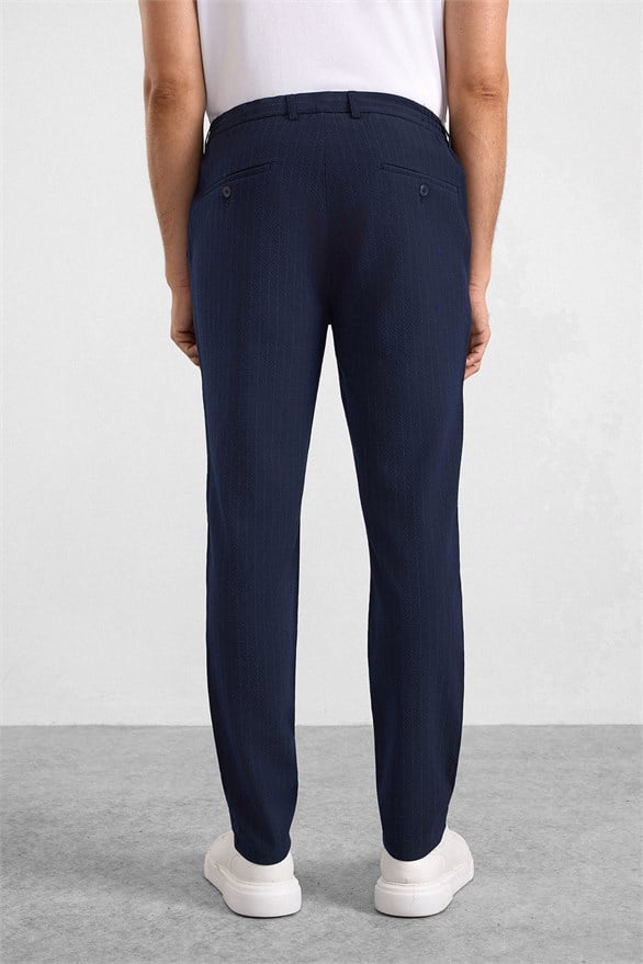 Süvari Lacivert Slim Mono Yaka Düz Torba Cep 6 Drop Takım Elbise görsel 7