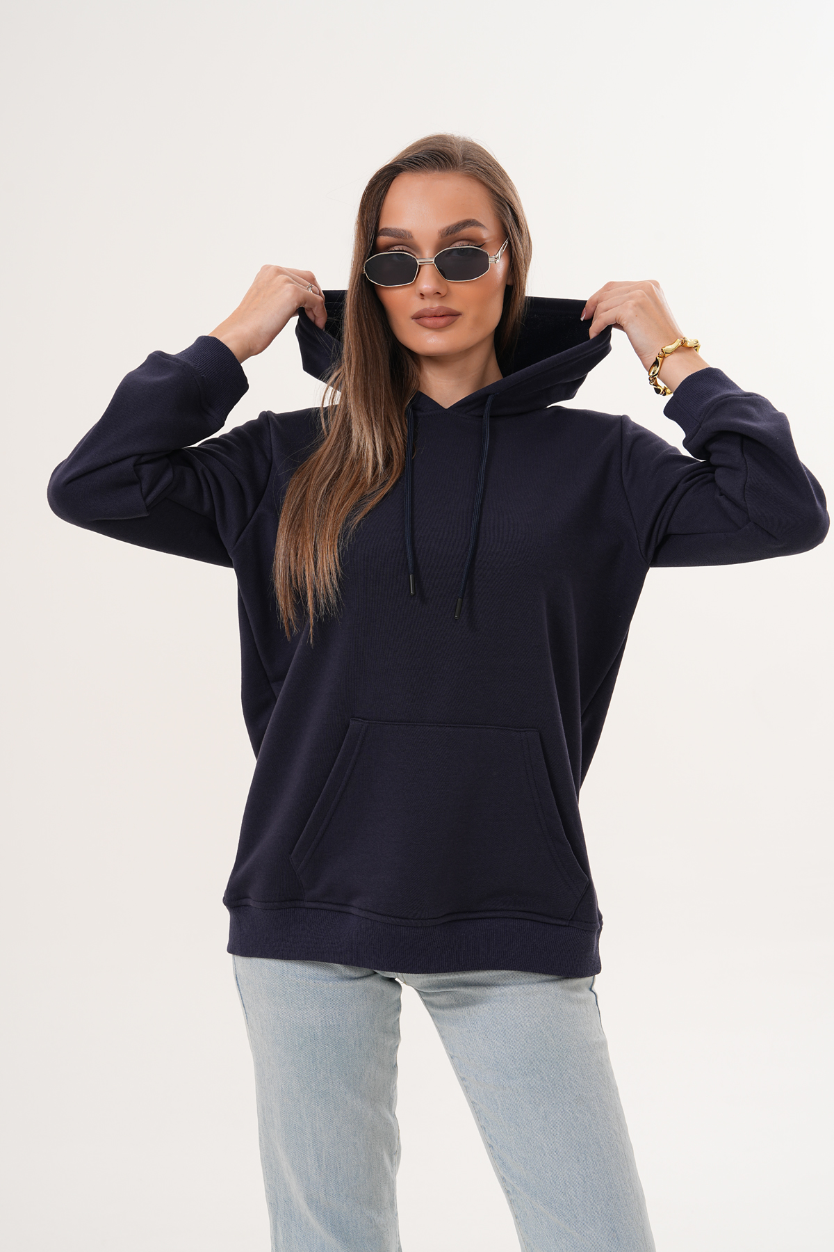 MİSS DÜNYA LİSSA Unisex %100 Pamuk Basic Premium Kapüşonlu Sweatshirt