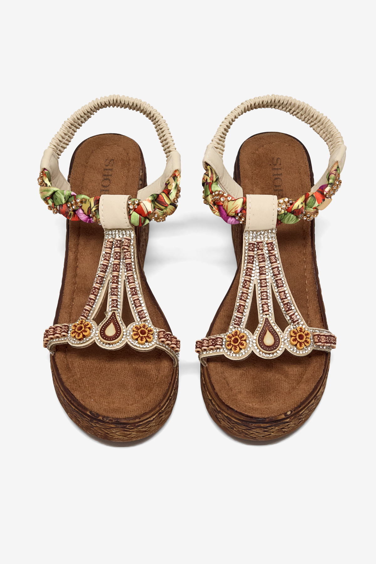 TONNY BLACK Kadın Bej Yüksek Tabanlı Fular Detaylı Taşlı Sandalet