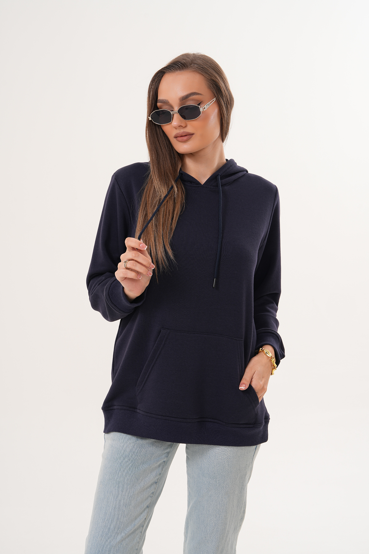 MİSS DÜNYA LİSSA Unisex %100 Pamuk Basic Premium Kapüşonlu Sweatshirt görsel 4