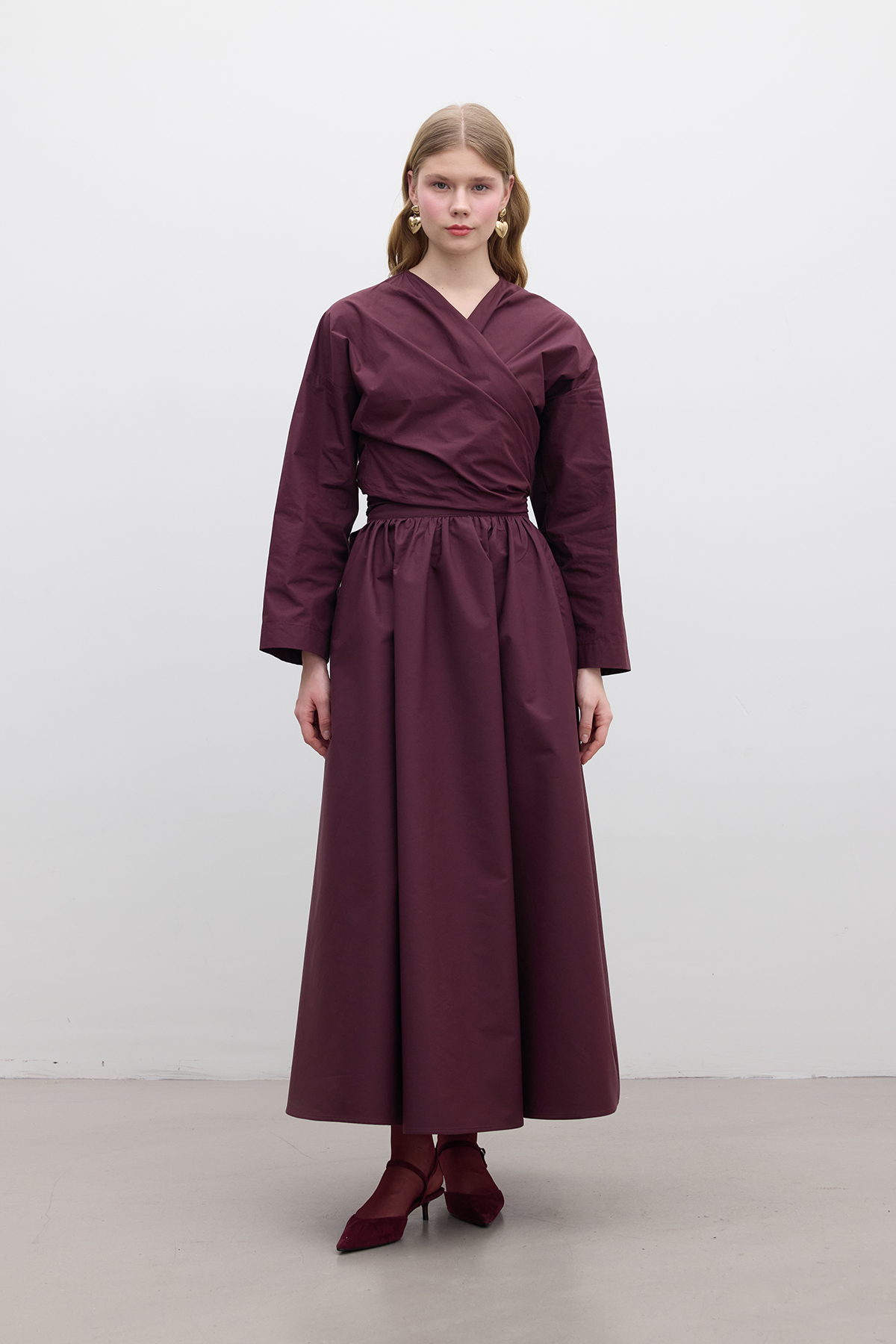 Manuka Kimono Tarz Premıum Gömlek Bordo görsel 5