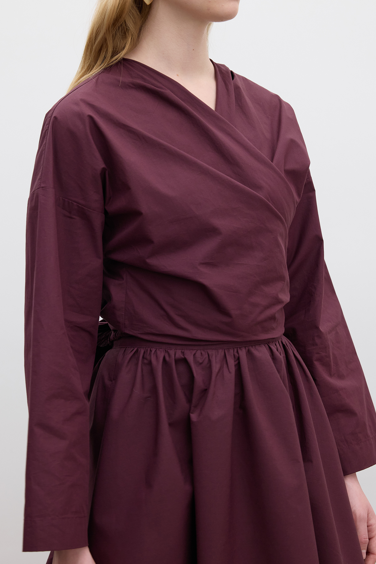 Manuka Kimono Tarz Premıum Gömlek Bordo görsel 6