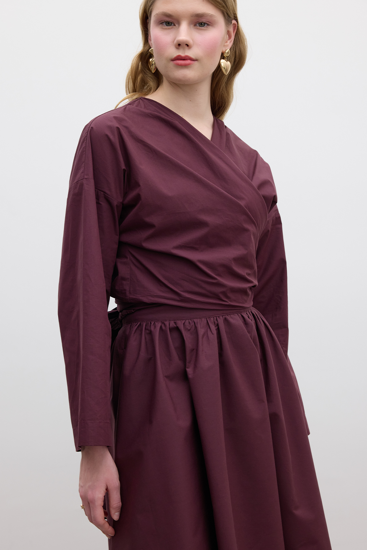 Manuka Kimono Tarz Premıum Gömlek Bordo görsel 7