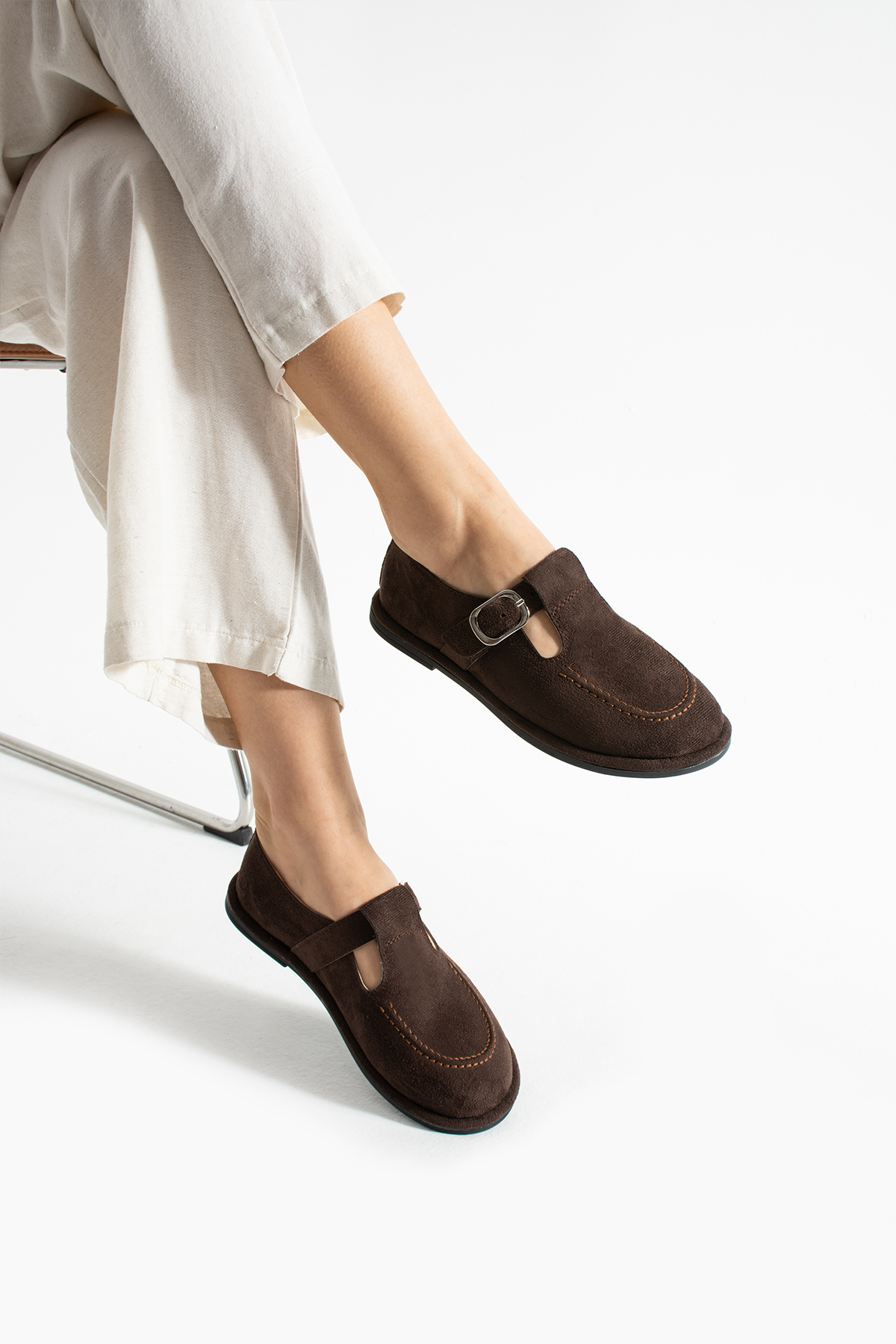 DUXAL SHOES Arabella Kadın Süet Toka Detaylı Günlük Loafer Ayakkabı görsel 6