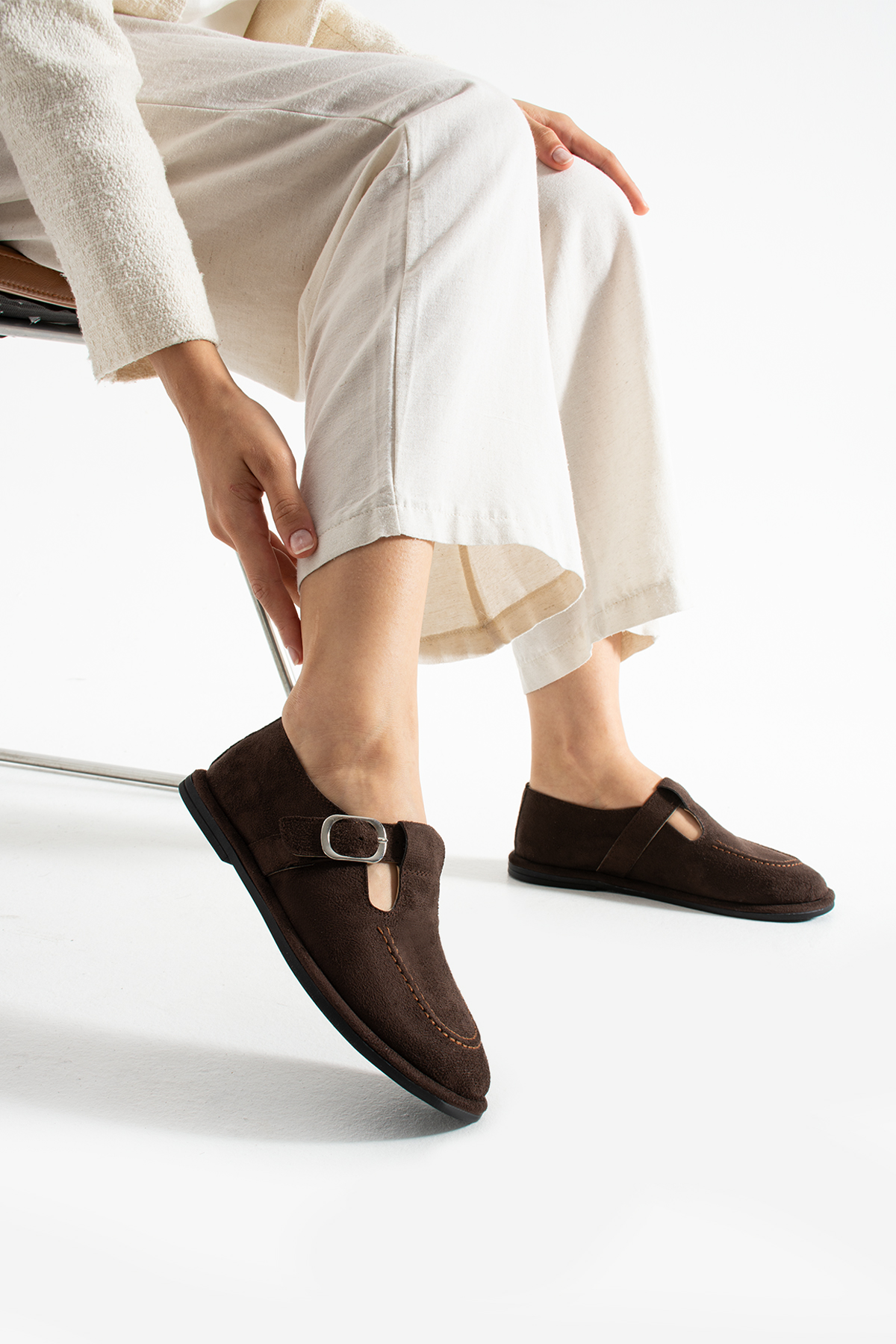 DUXAL SHOES Arabella Kadın Süet Toka Detaylı Günlük Loafer Ayakkabı görsel 7